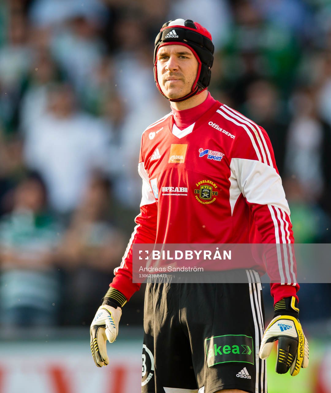 Ängelholms målvakt Matt Pyzdrowski i matchen mellan Hammarby och Ängelholm i Superettan i fotboll 23 Juni 2013 i Stockholm. 
