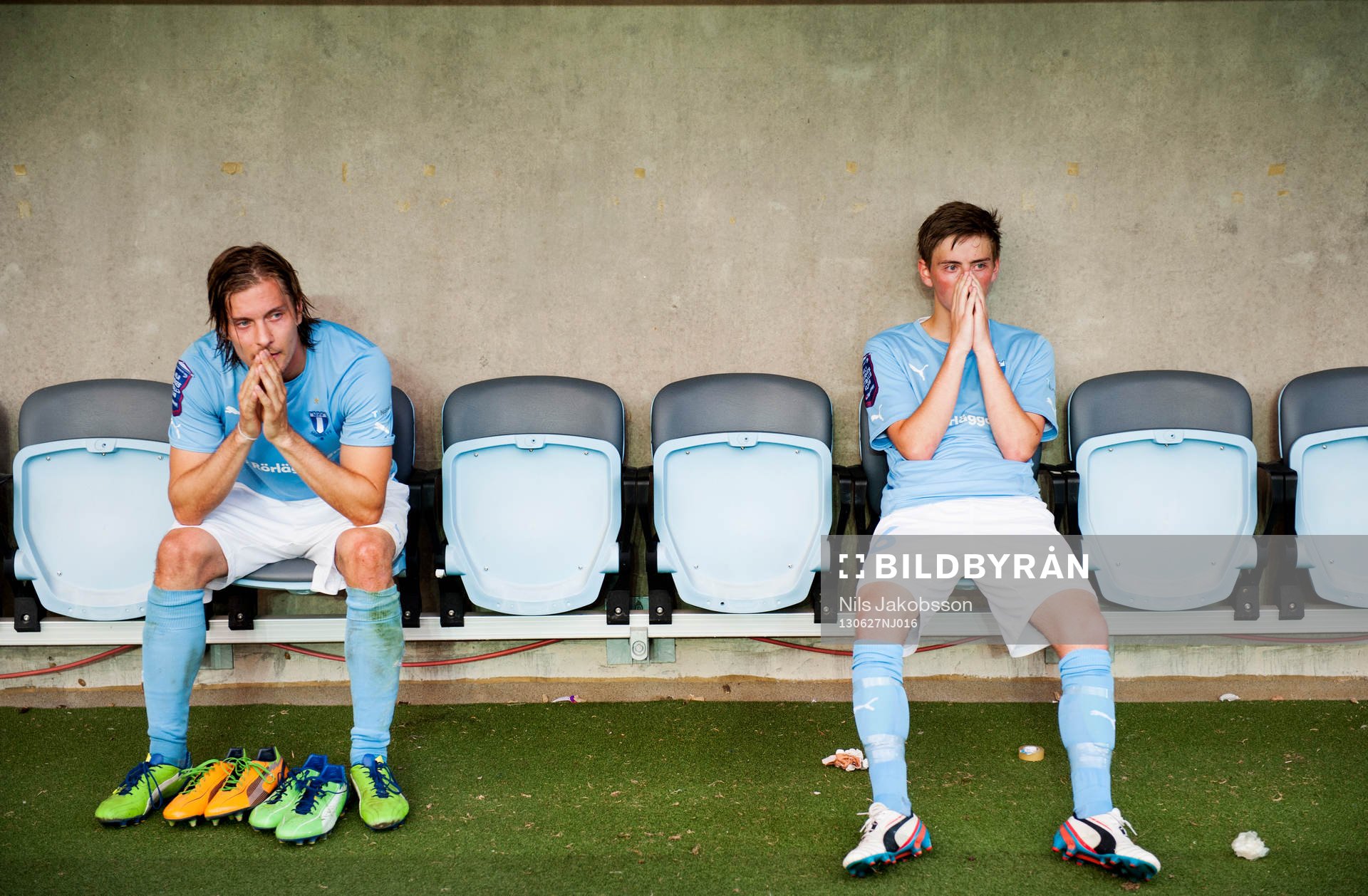 Malmö FFs Markus Halsti och Petar Petrovic deppar på