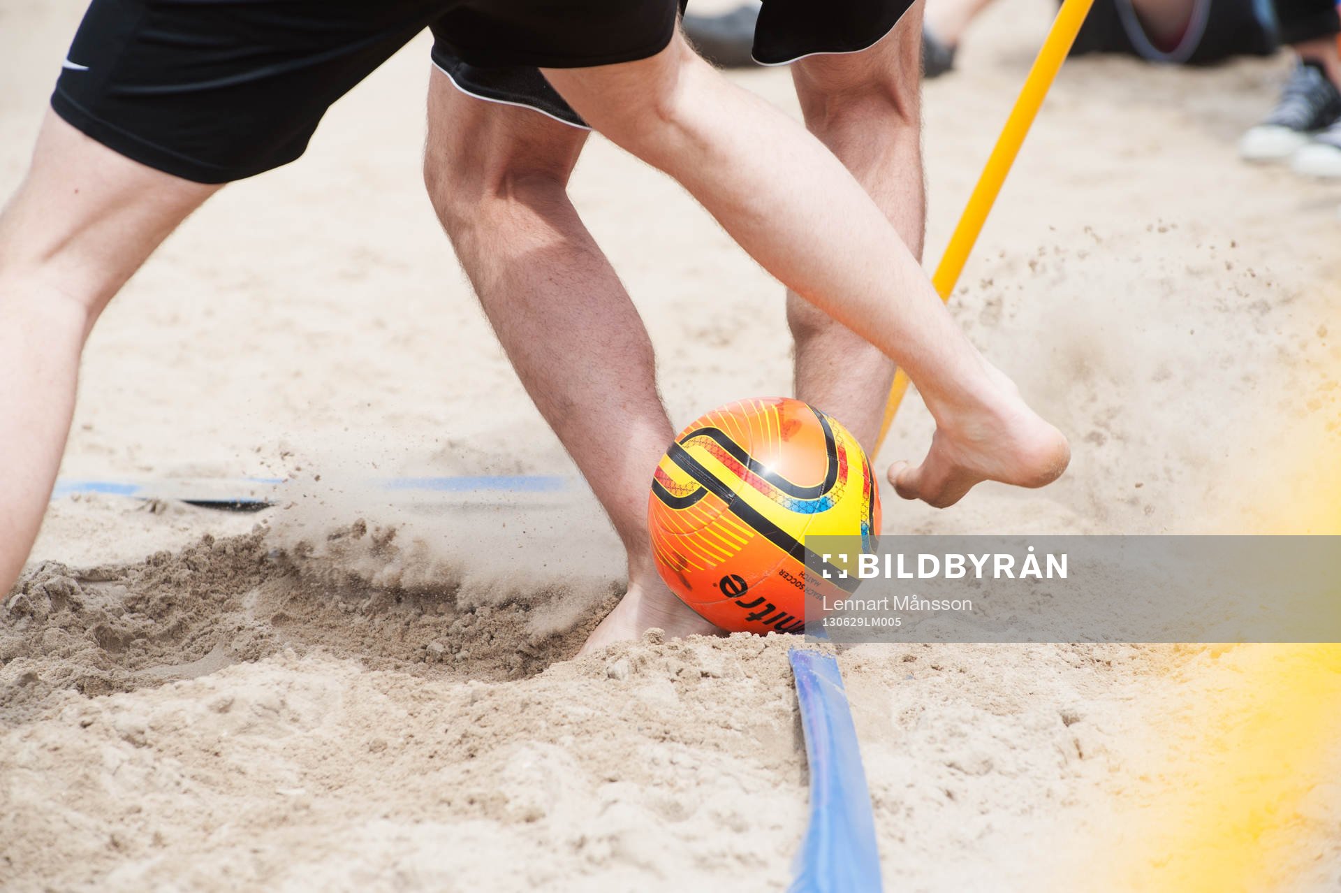Sand, närkamp, boll, fot, fötter