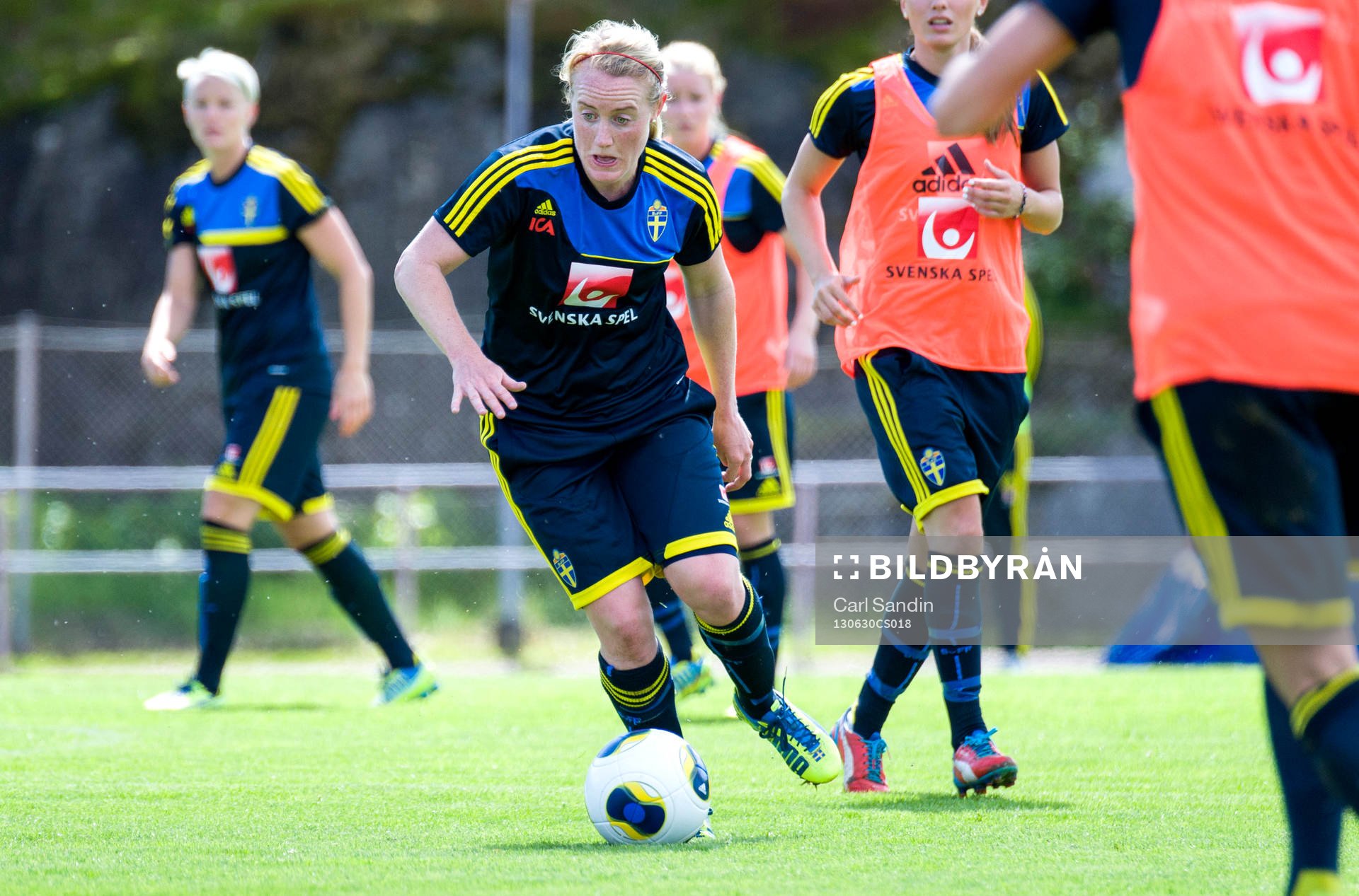 Sveriges Marie Hammarström under träningen på EM-lägret inför dam-EM den 30 juni 2013 i Stenungsund.
