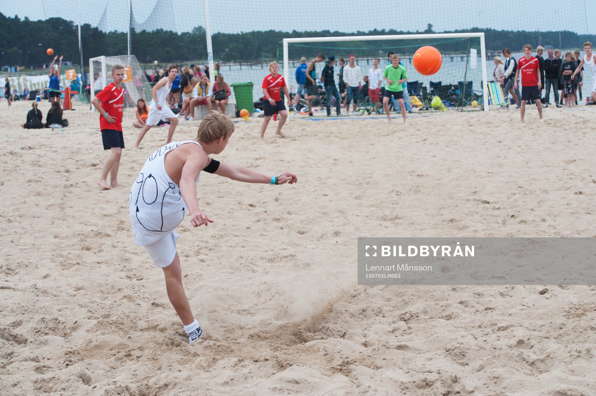 Sand, frispark, beachsoccerplan, boll