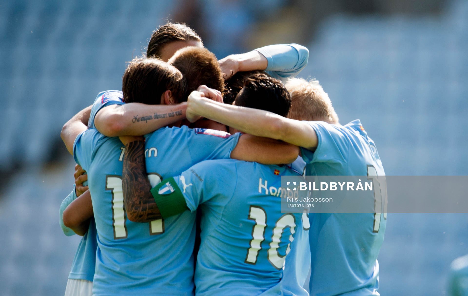 Malmö FF jublar i den allsvenska fotbollsmatchen mellan Malmö FF och Gefle den 7 Juli 2013.