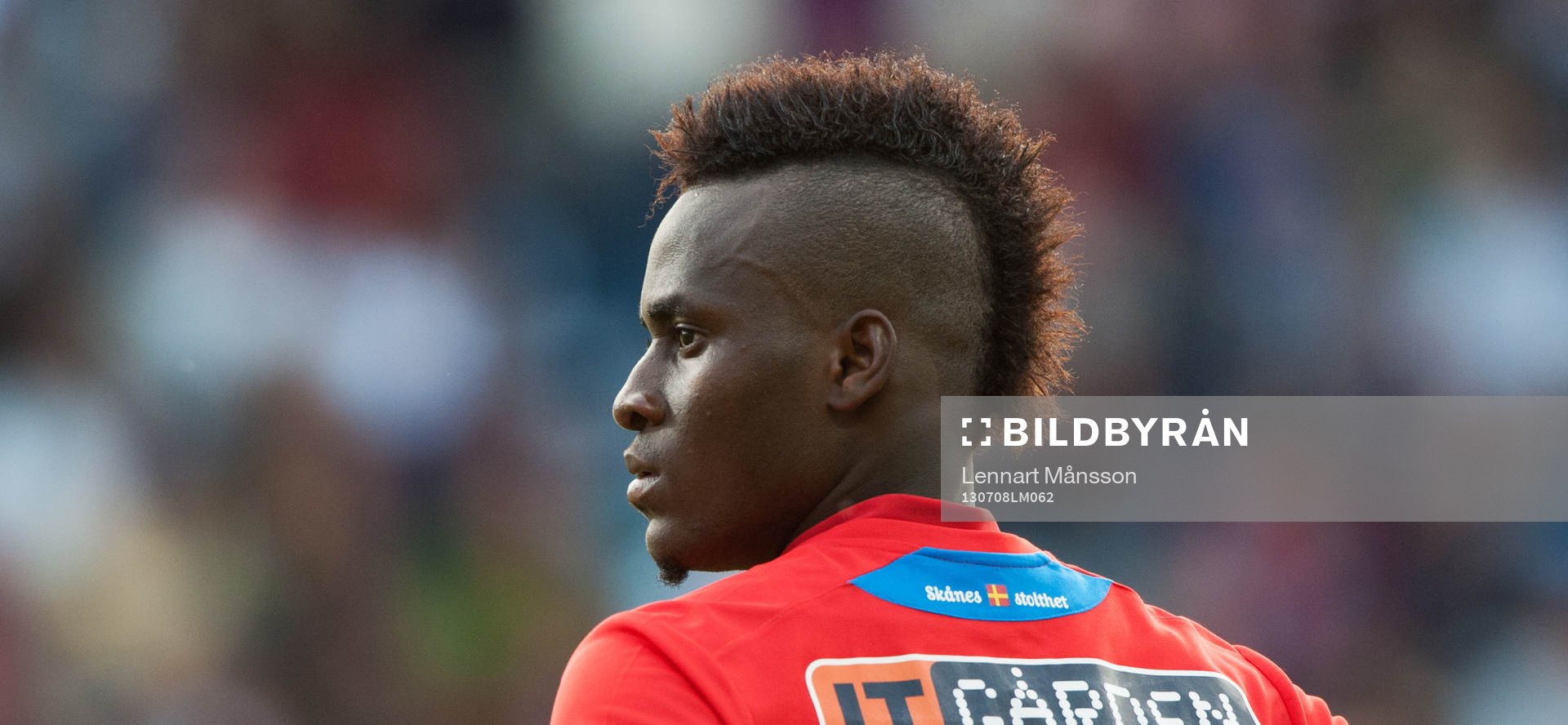 David Accam, Helsingborg, häftig frisyr, i