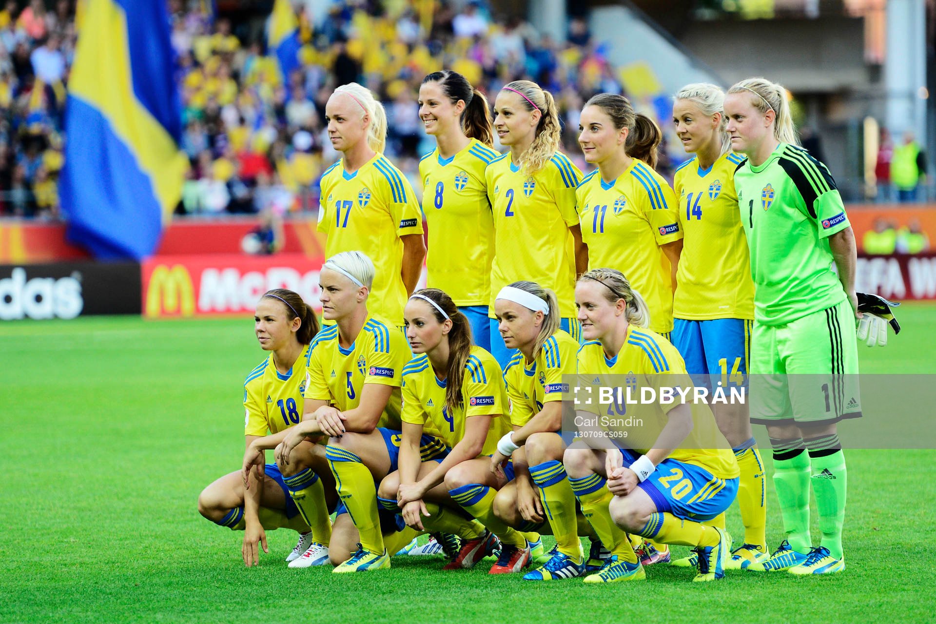 Sveriges startelva i matchen mellan Sverige och Danmark