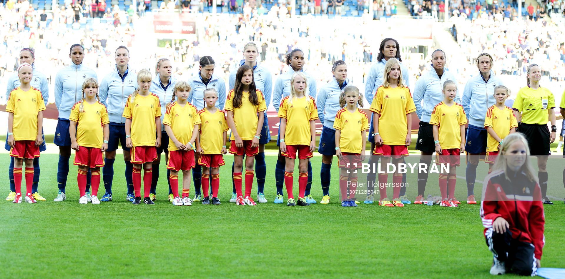 Frankrikes startelva i matchen mellan Frankrike och Ryssland under dam-EM i fotboll den 12 juli 2013 i Norrköping. 