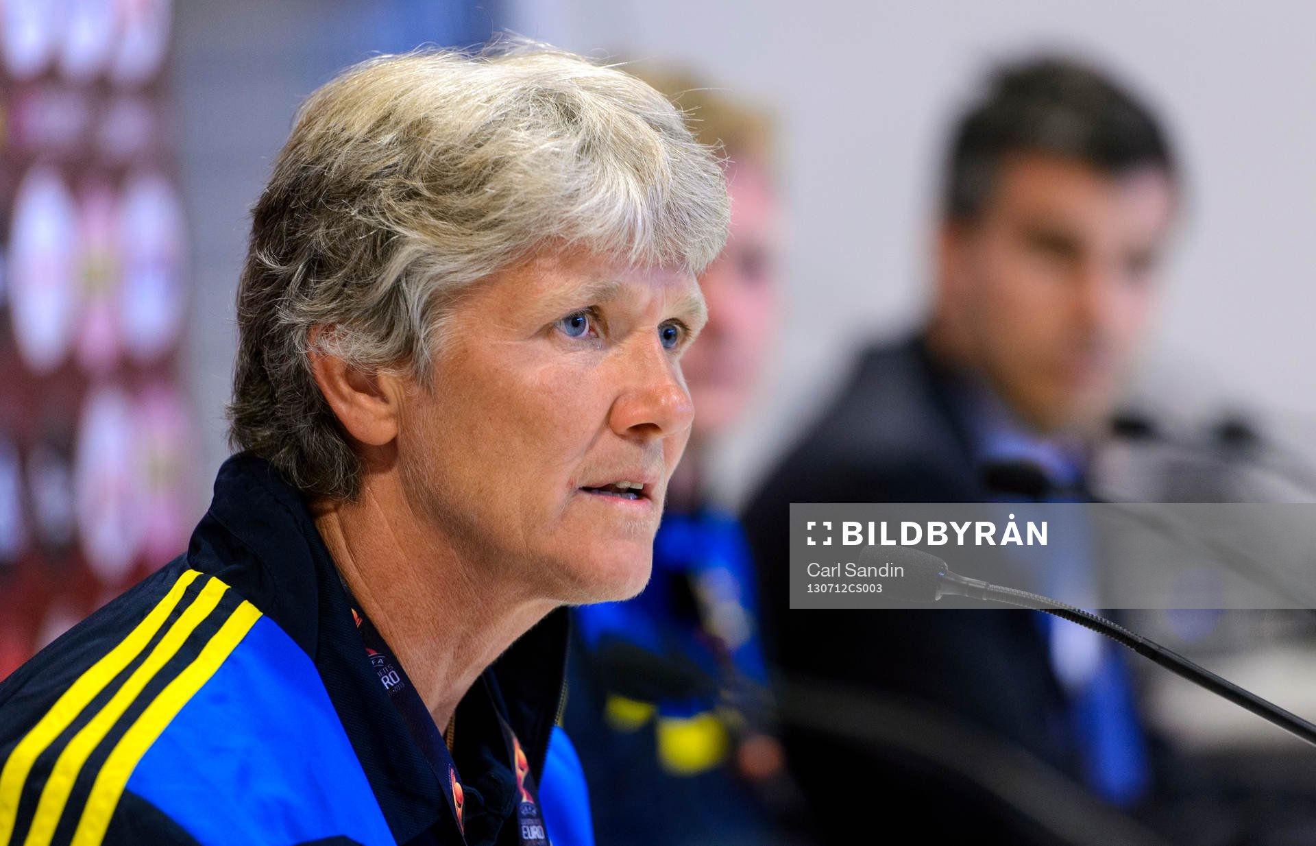 Sveriges förbundskapten Pia Sundhage svarar på frågor