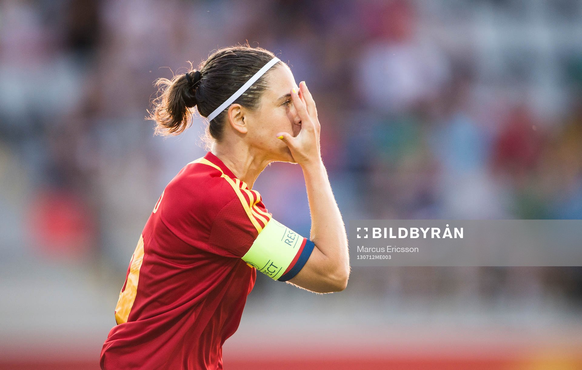 Spaniens Veronica Boquete jublar efter 1-0 i matchen mellan England och Spanien under dam-EM i fotboll den 12 juli 2013 i Linköping.