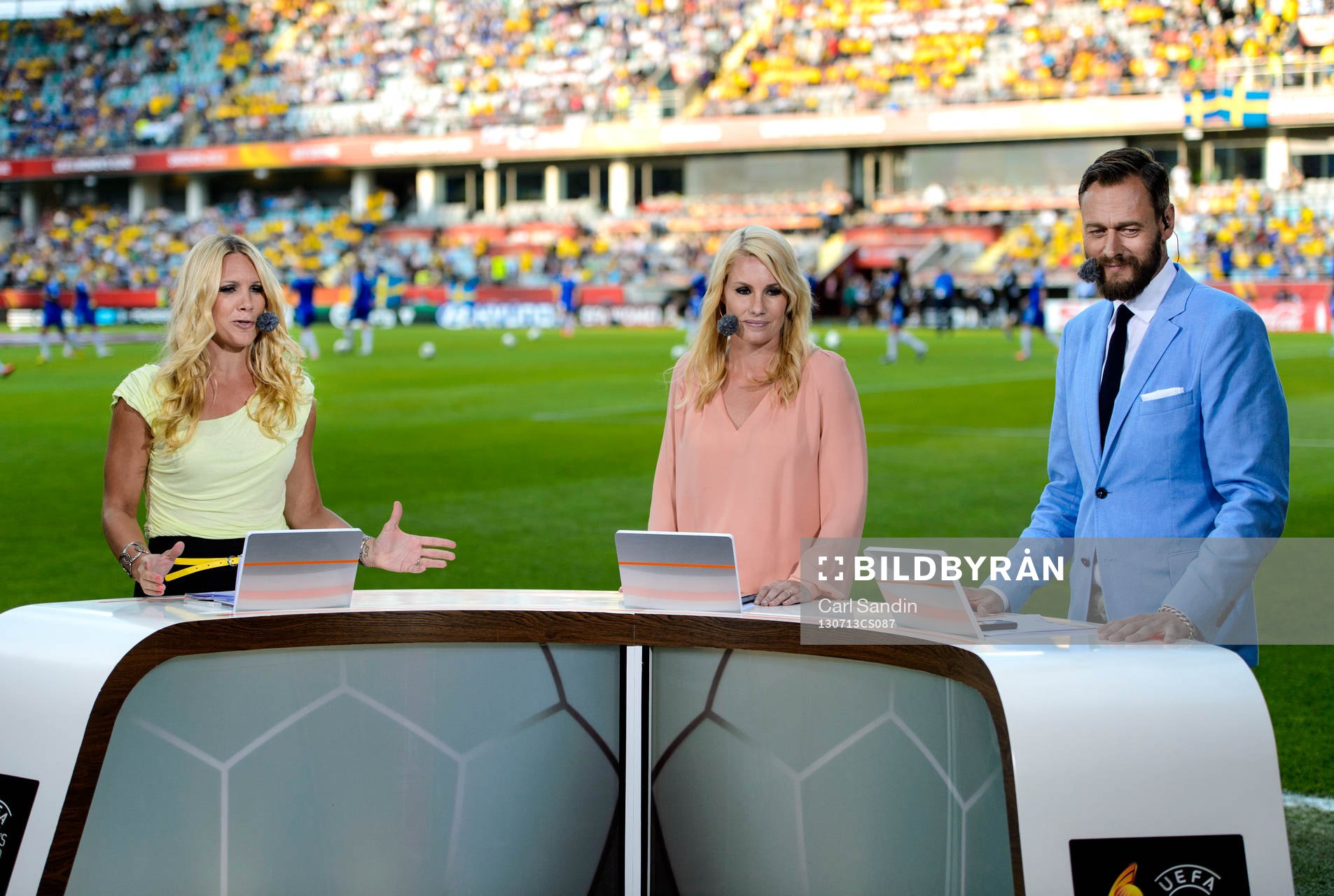 Anna Brolin, Hanna Marklund och Olof Lundh i TV4-studion