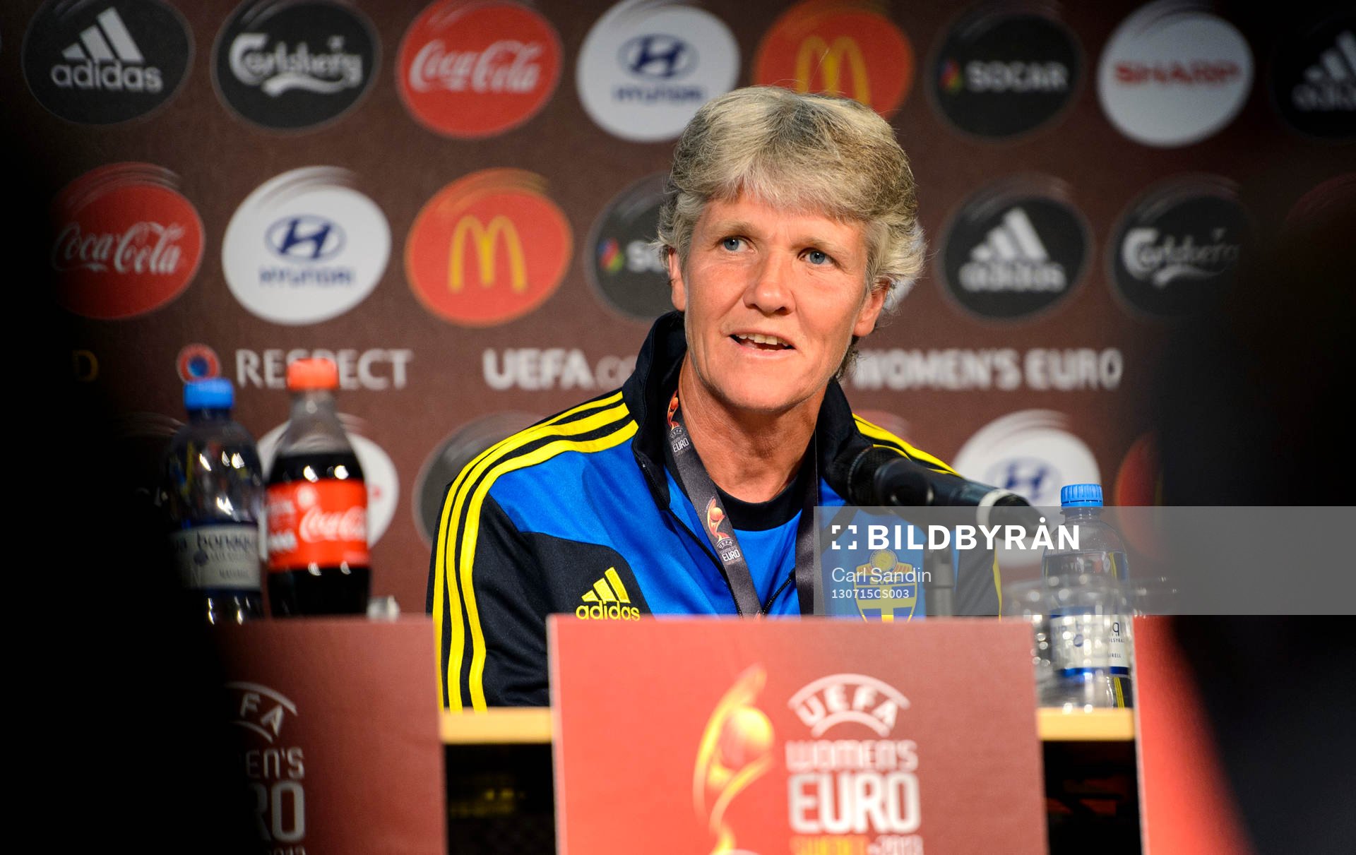 Sveriges förbundskapten Pia Sundhage svarar på frågor