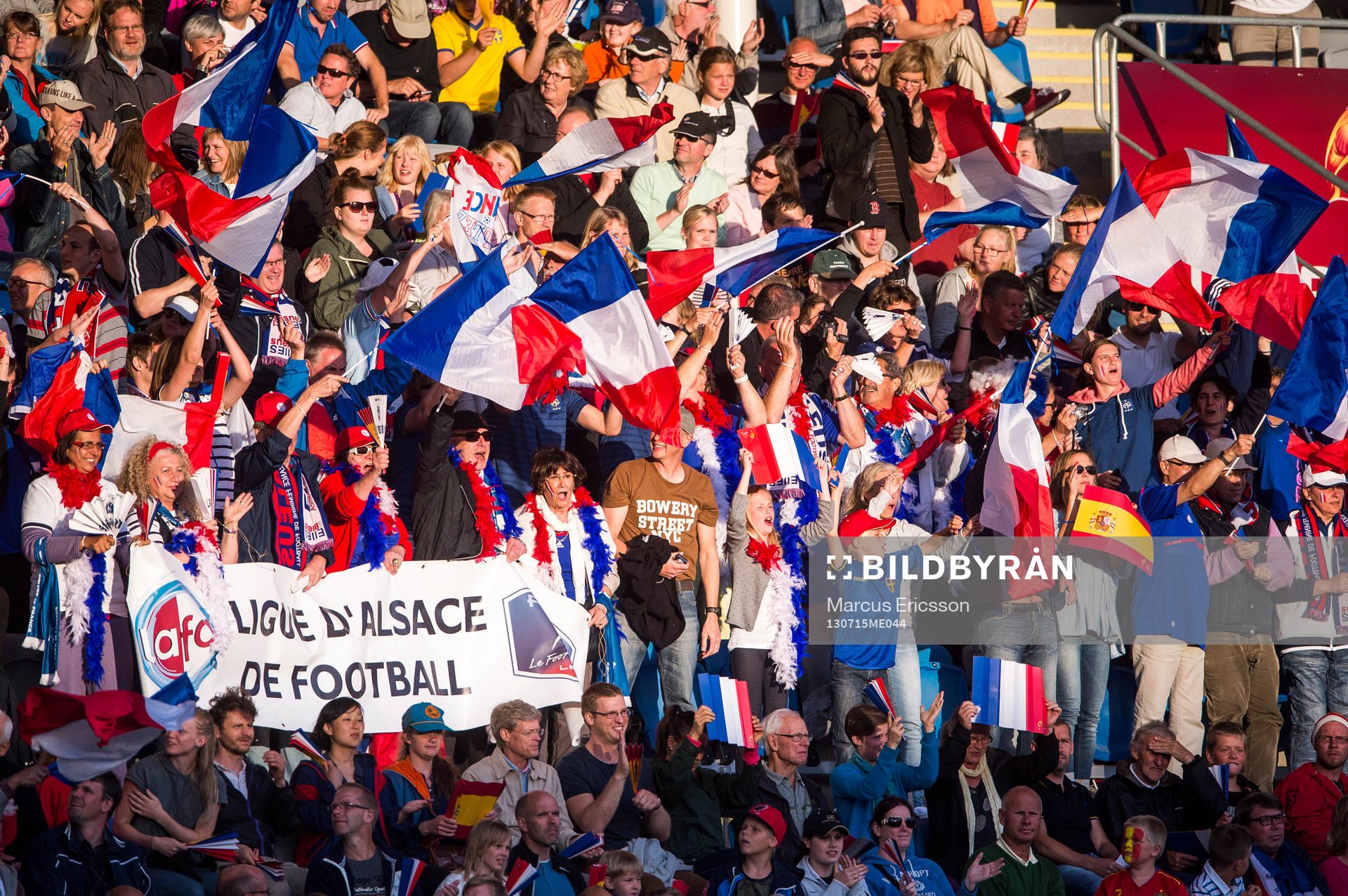 Franrkrikes supportrar i matchen mellan Spanien och