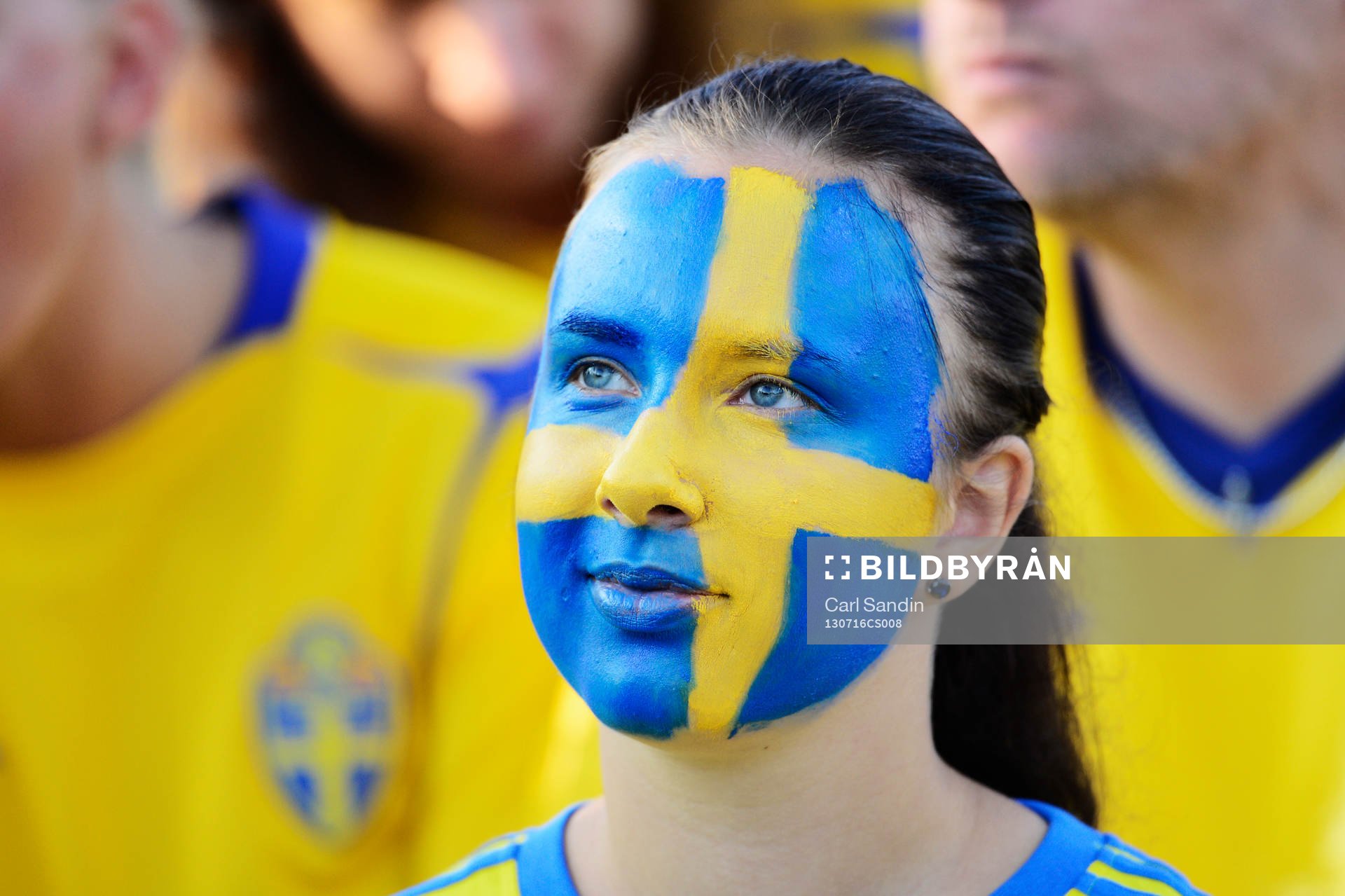 Svensk supporter innan matchen mellan Sverige och Italien