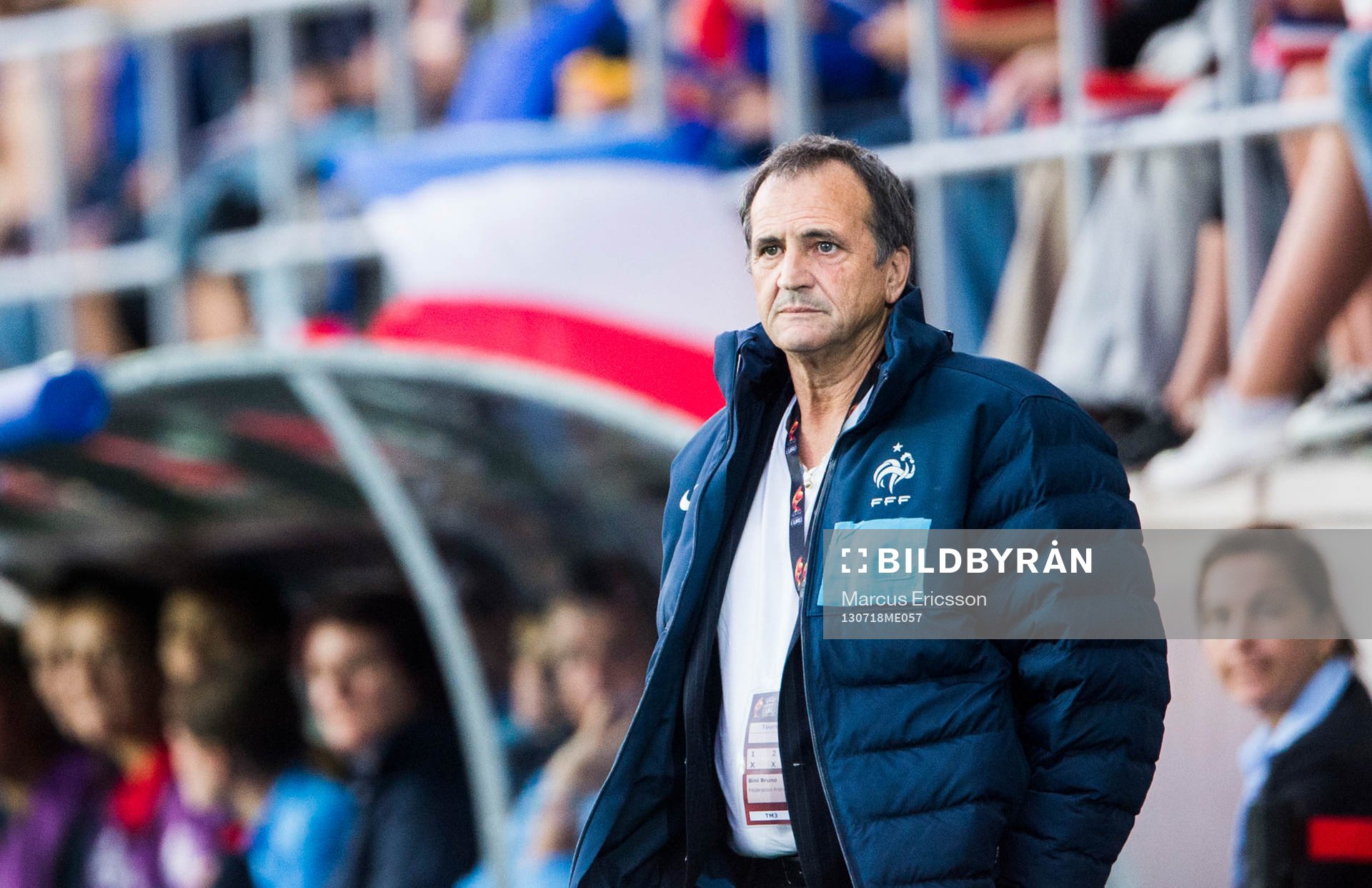Frankrikes förbundskapten Bruno Bini i matchen mellan