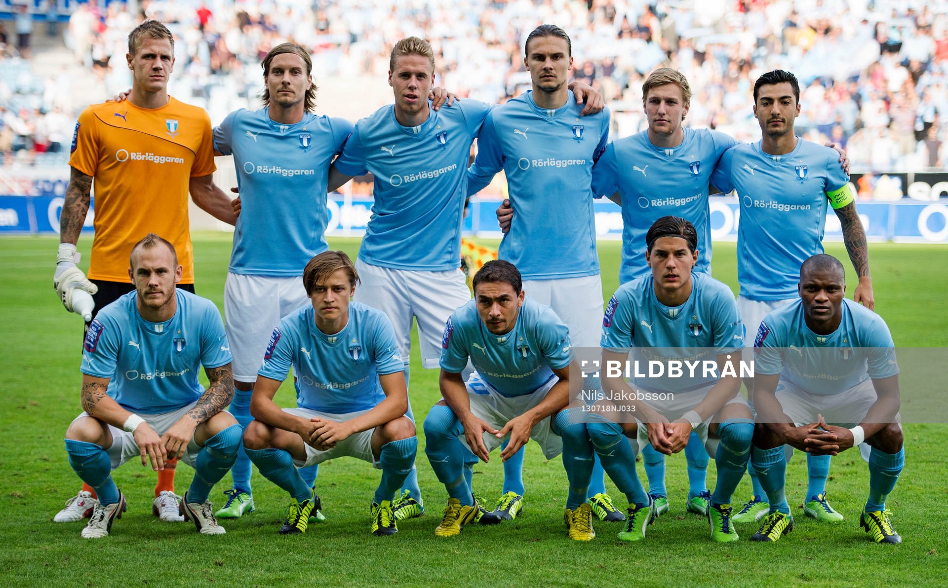 Malmö FFs lagbild, övre raden Johan Dahlin, målvakt,