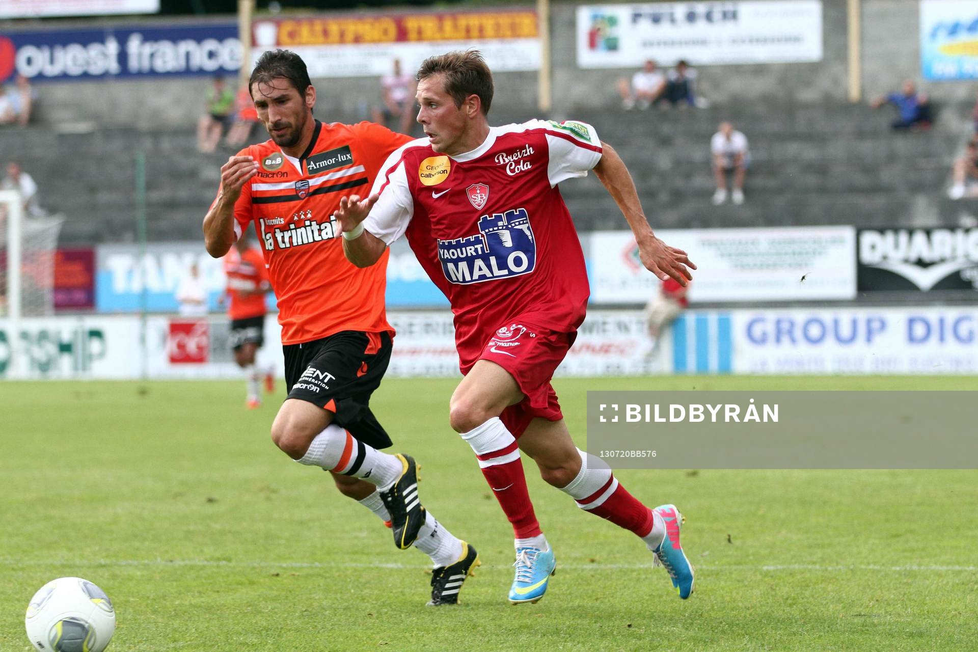  Fotboll, fransk, träningsmatch, Lorient - Brest: PEDRO MIGUEL DA SILVA / Benoit LESOIMIER - 20.07.2013 - Lorient / Brest - Match Amical -