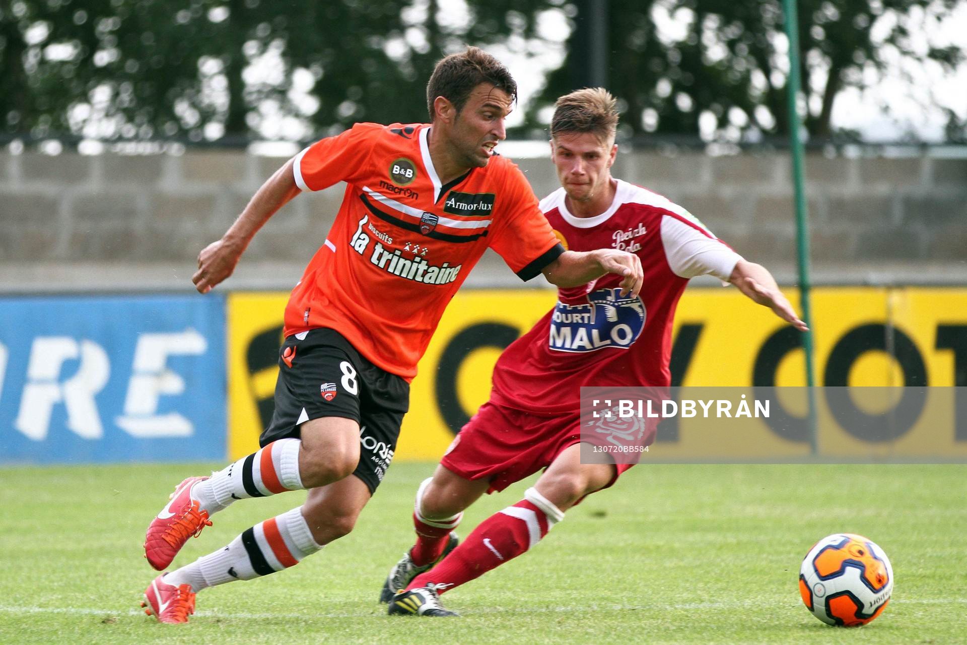  Fotboll, fransk, träningsmatch, Lorient - Brest: Yann JOUFFRE / Manuel PEREZ - 20.07.2013 - Lorient / Brest - Match Amical -