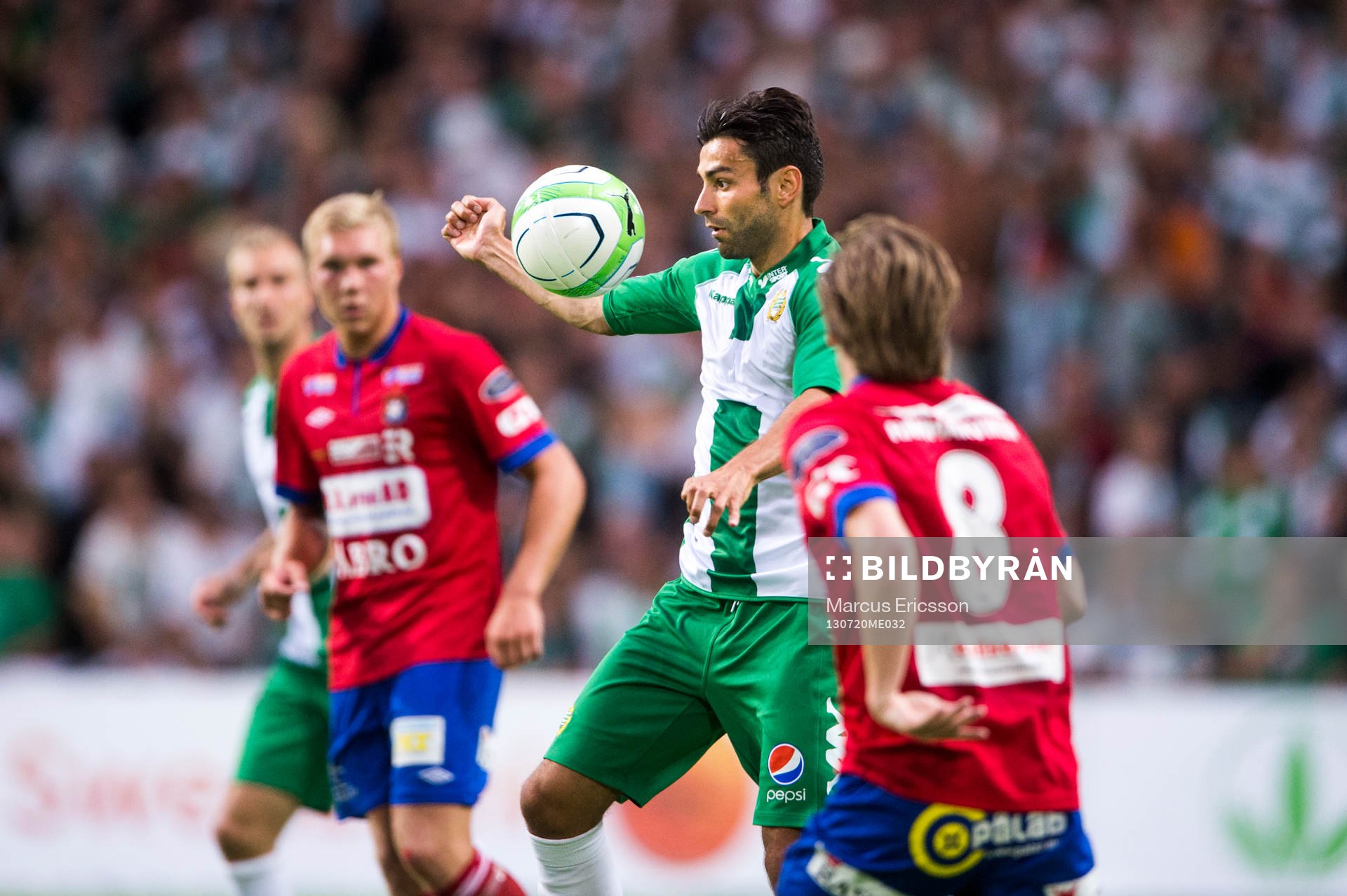 Hammarbys Adis Baggio Hussidic  under fotbollsmatchen i Superettan mellan Hammarby och Örgryte den 20 juli 2013 i Stockholm.