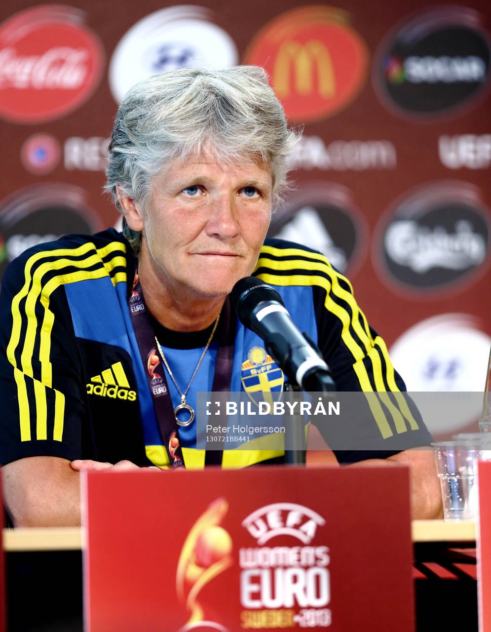 Sveriges förbundskapten Pia Sundhage  i kvartsfinalen