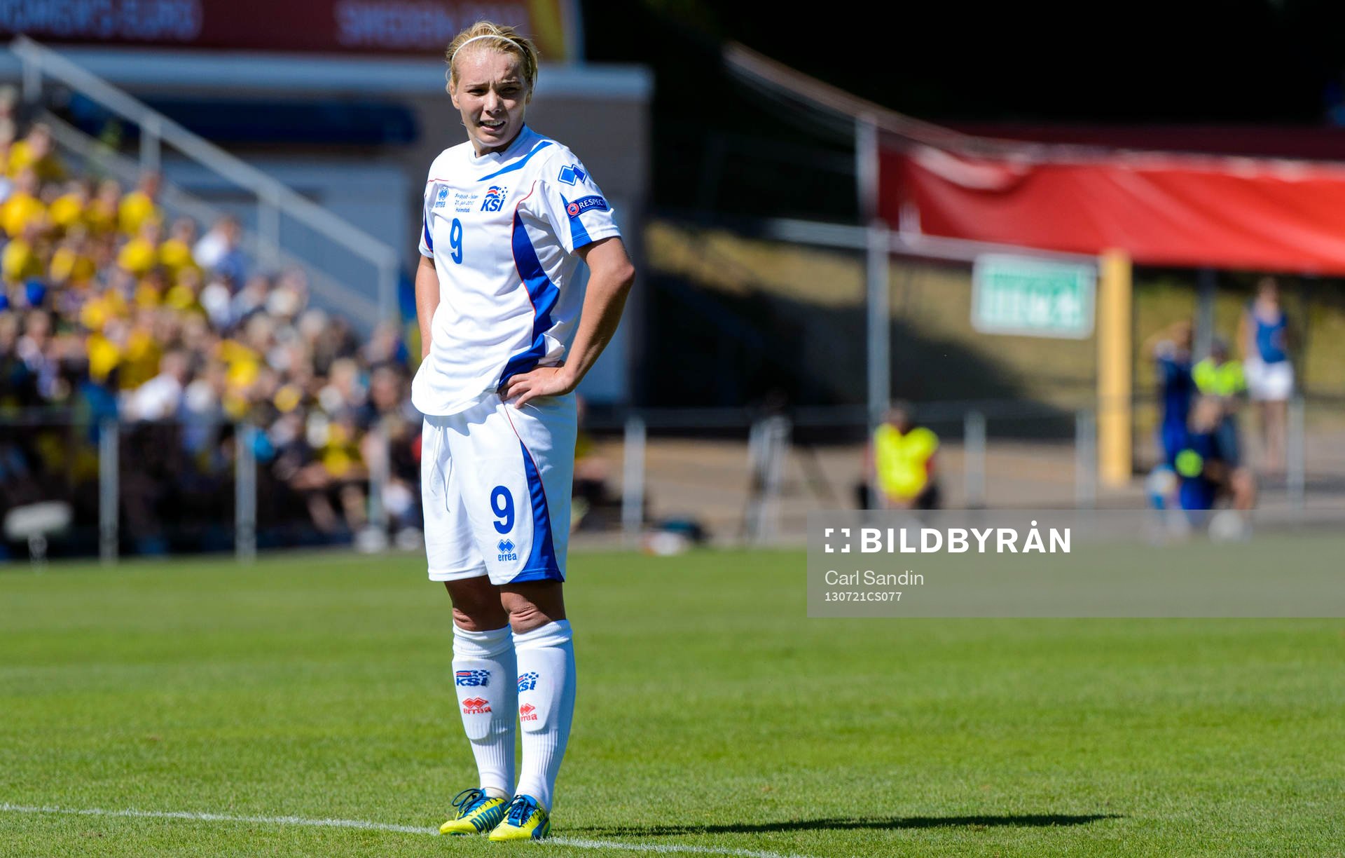 Islands Margret Lára Vidarsdottir i kvartsfinalen mellan Sverige och Island under dam-EM i fotboll 21 juli 2013 i Halmstad.