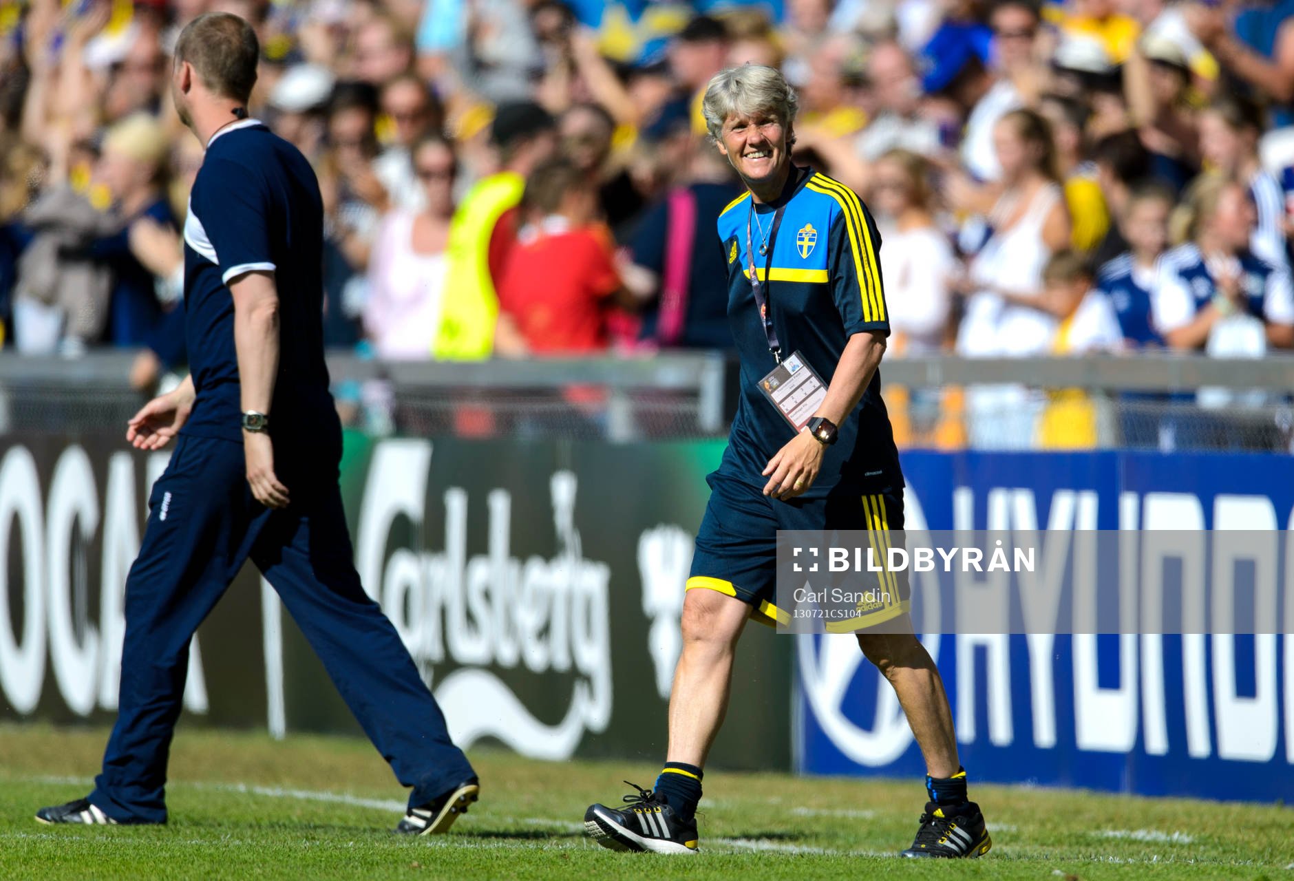 Sveriges förbundskapten Pia Sundhage i kvartsfinalen