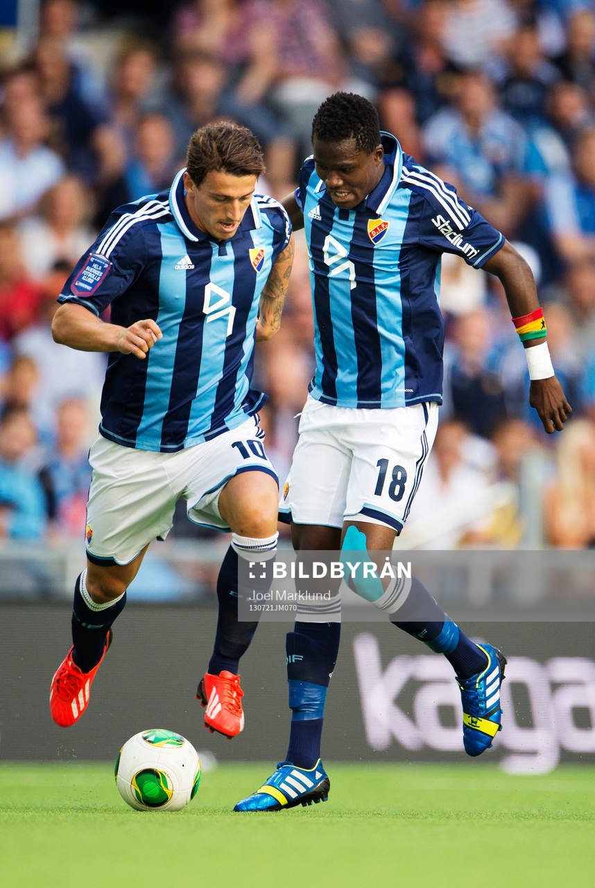 Djurgårdens Erton Fejzullahu och Daniel Amartey