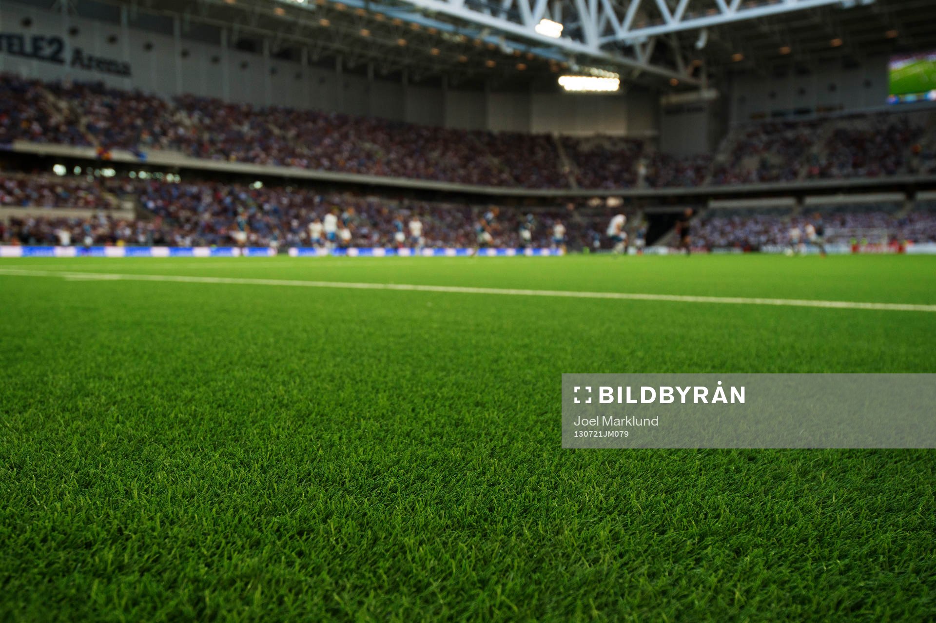 Generell vy över det konstgräs på Tele2 Arena som