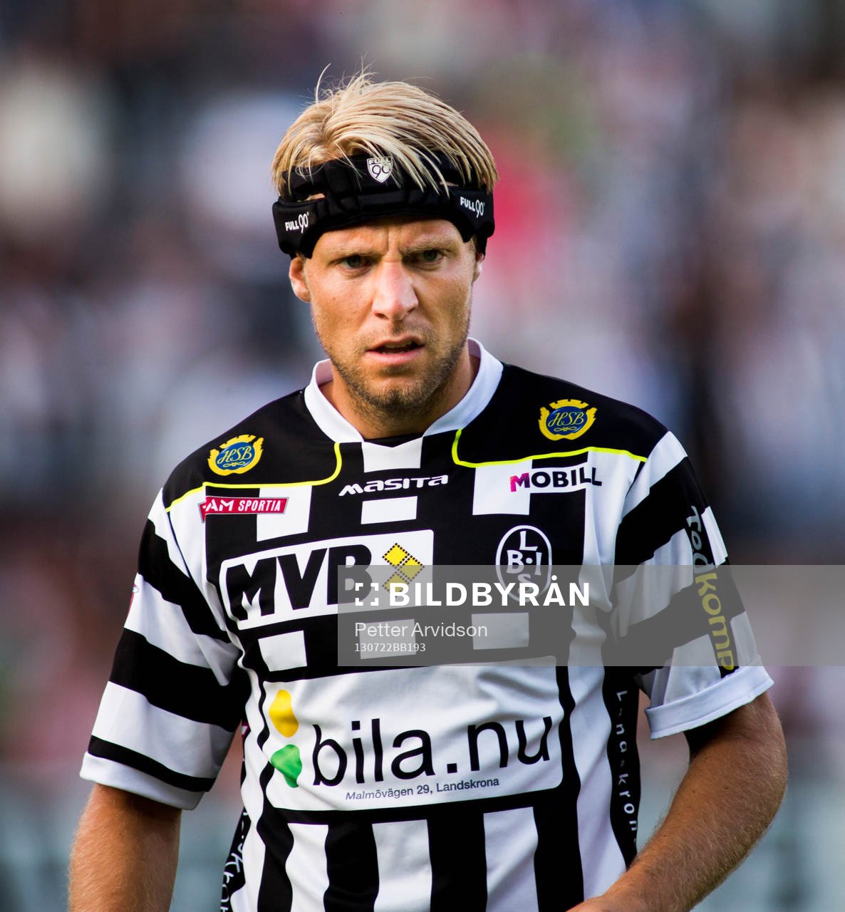 Landskronas Fredrik Karlsson i fotbollsmatchen i Superettan