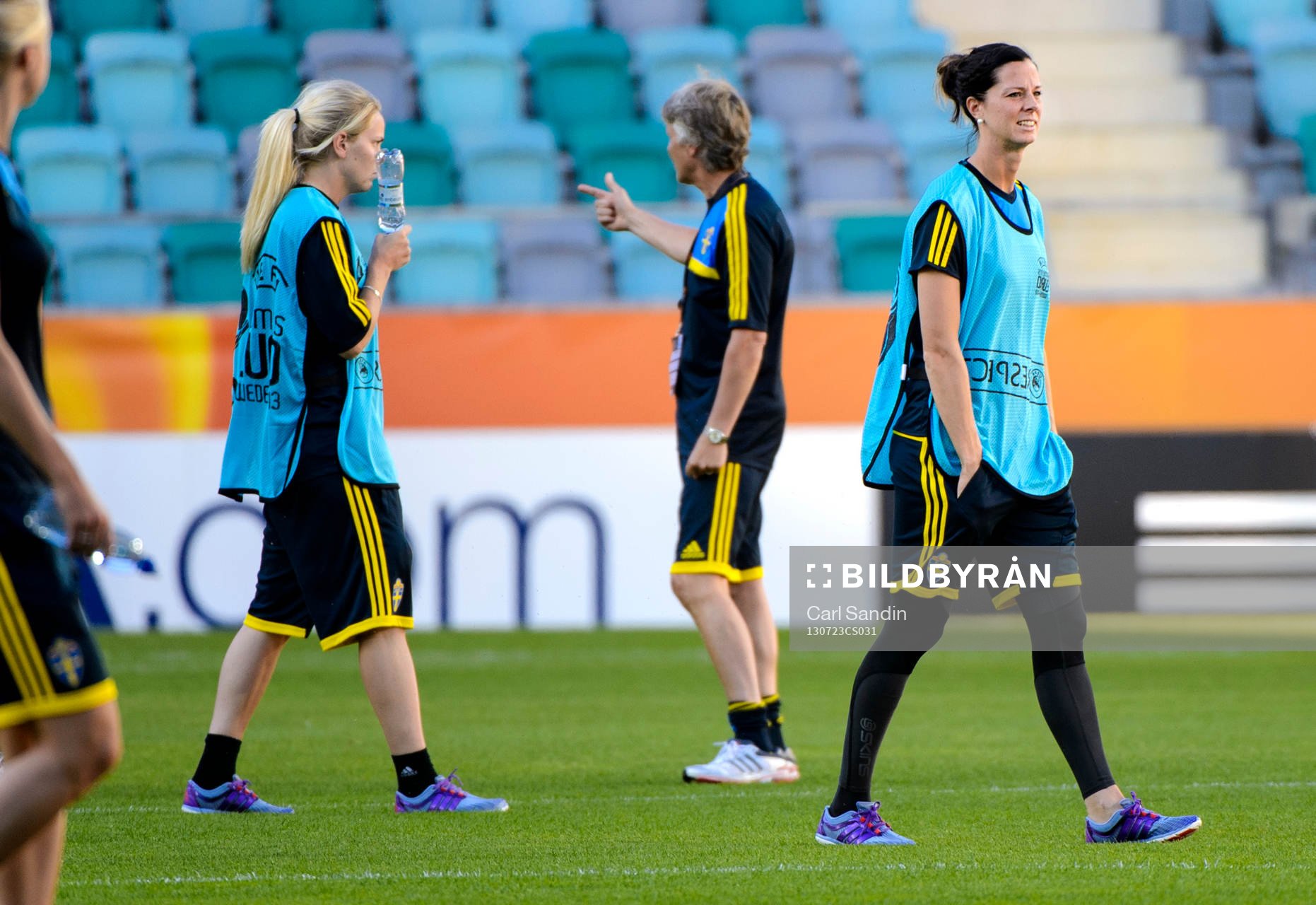 Sveriges Lotta Schelin under träningen inför semifinalen mot Tyskland i dam-EM i fotboll 23 juli 2013 i Göteborg.