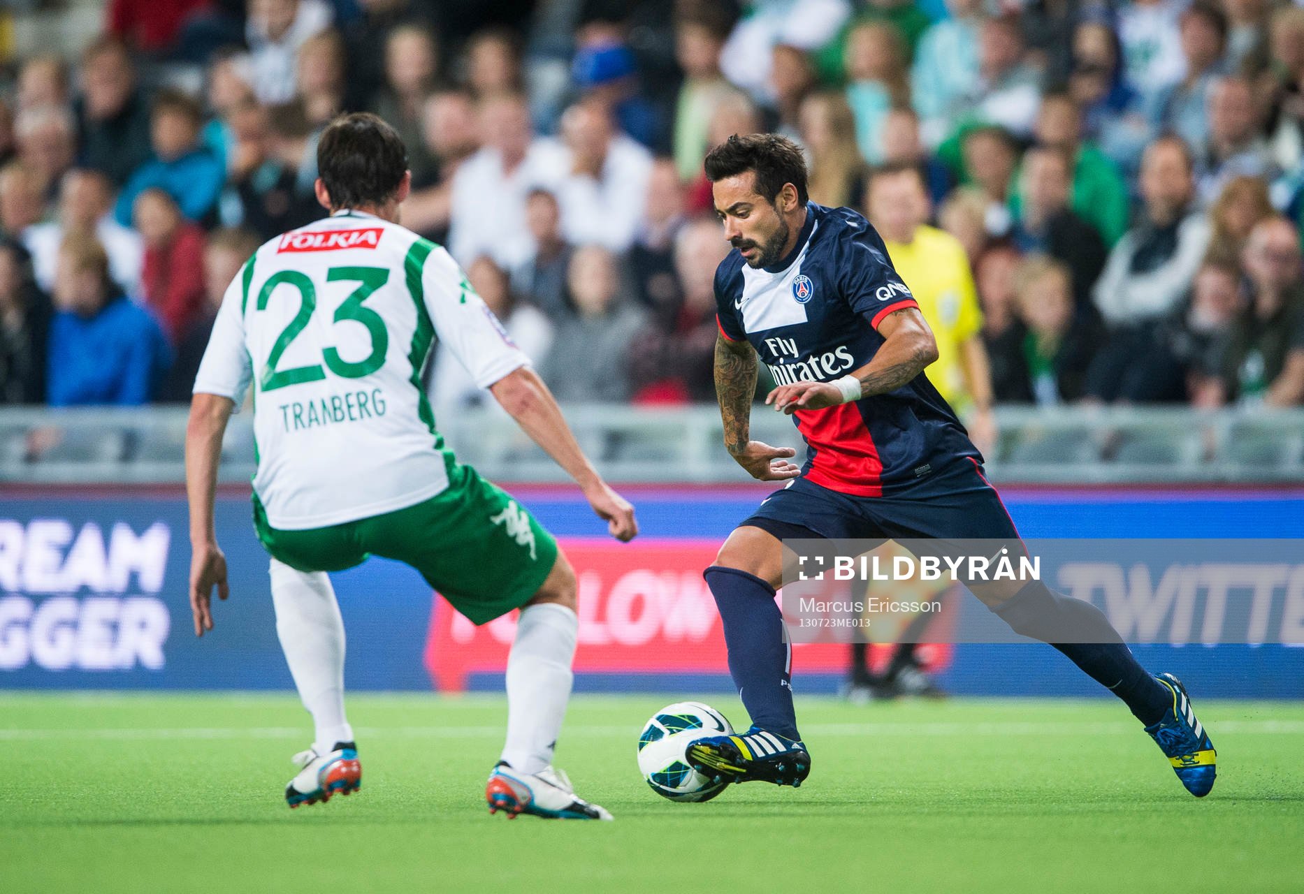 s Ezequiel Lavezzi utmanar Hammarbys Robin Tranberg