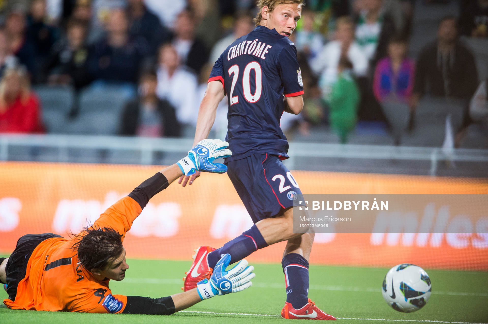 s Clément Chantome sparkar in 1-0 bakom Hammarbys målvakt