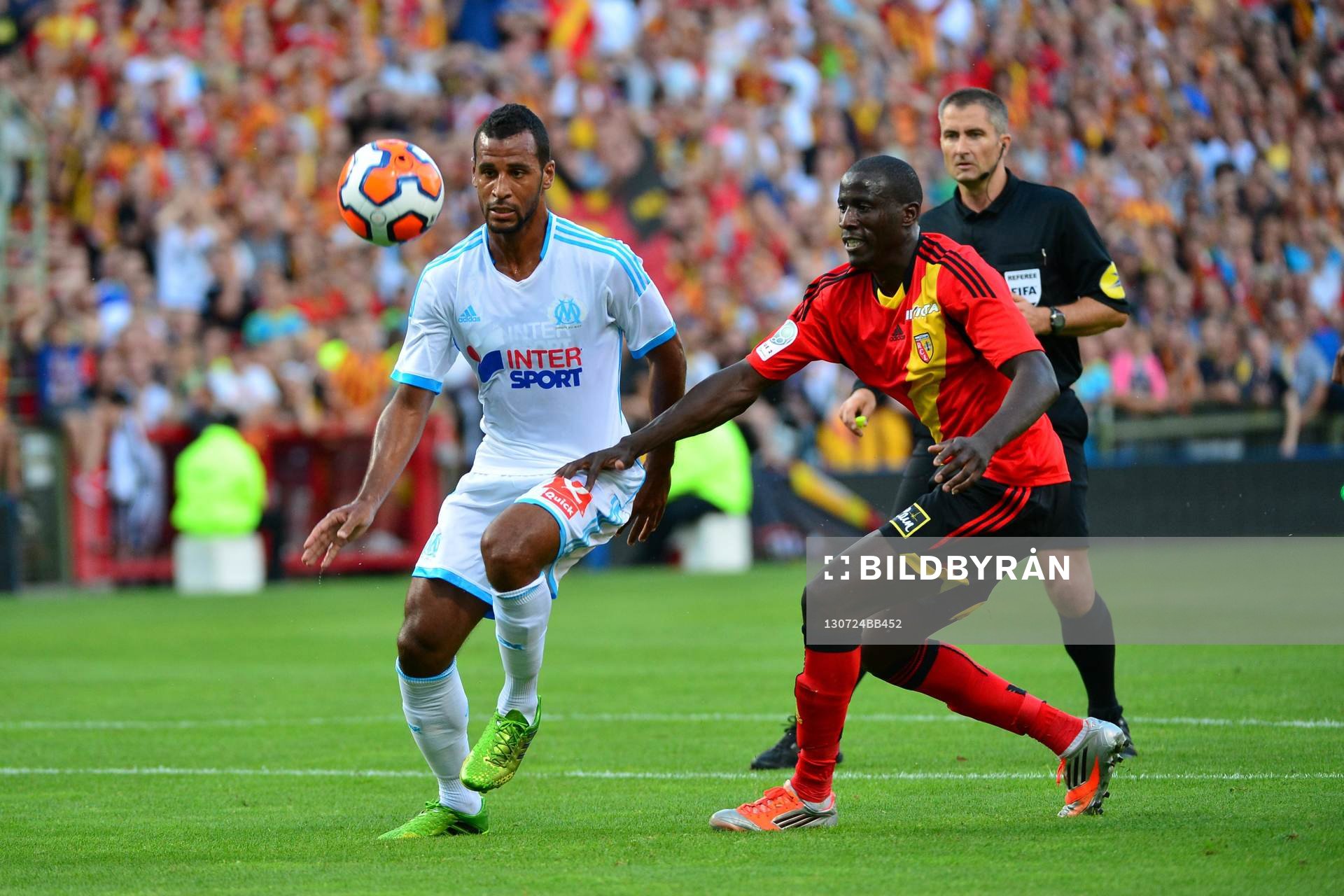  Fotboll, träningsmatch, Lens - Marseille: Jacques Alaixys Romao / Adama Coulibaly  - 24.07.2013 - Lens / Marseille - Match Amical -