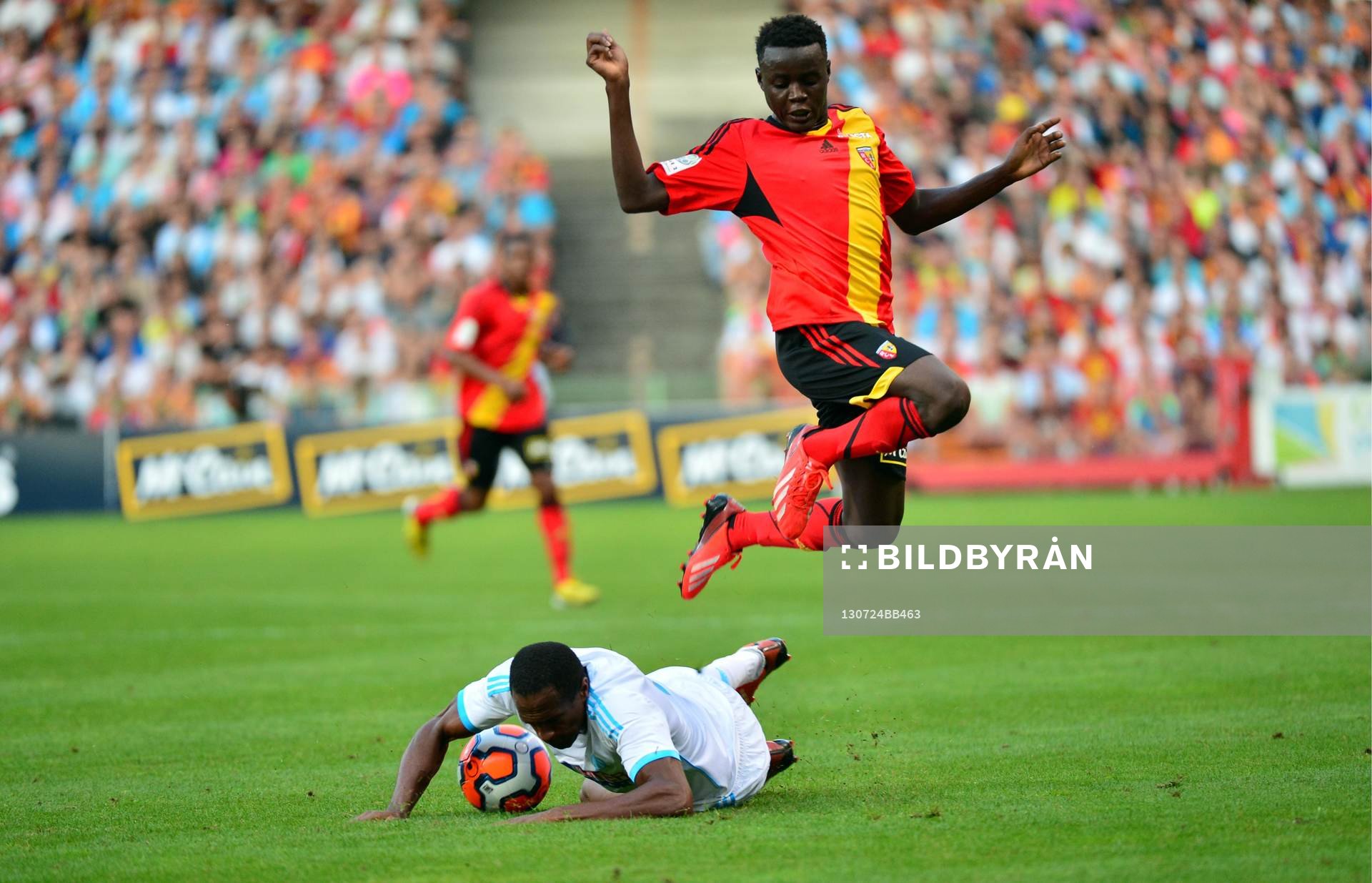  Fotboll, träningsmatch, Lens - Marseille: Kassim Abdallah / Wyllain Cyprien - 24.07.2013 - Lens / Marseille - Match Amical -