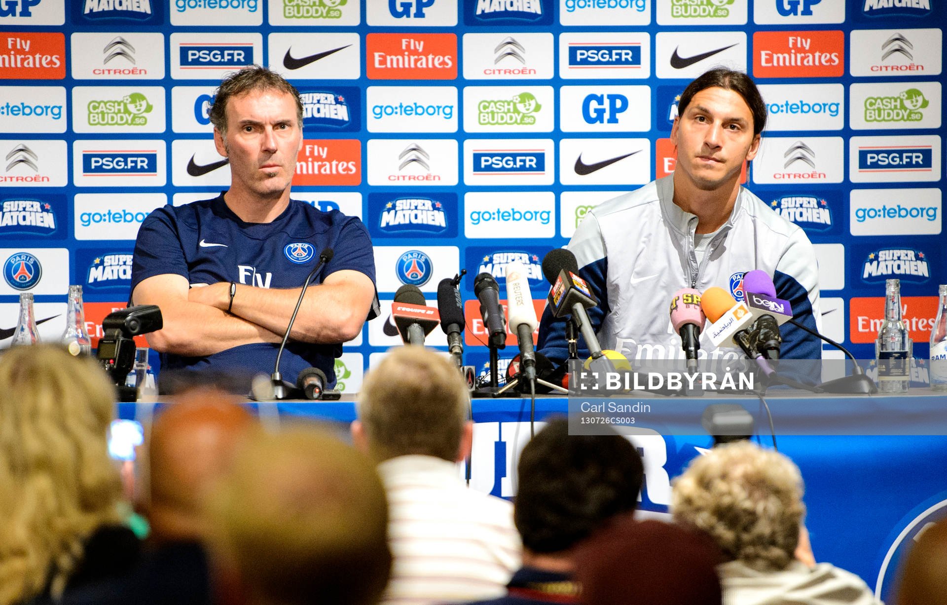Paris Saint-Germains tränare Laurent Blanc och Zlatan