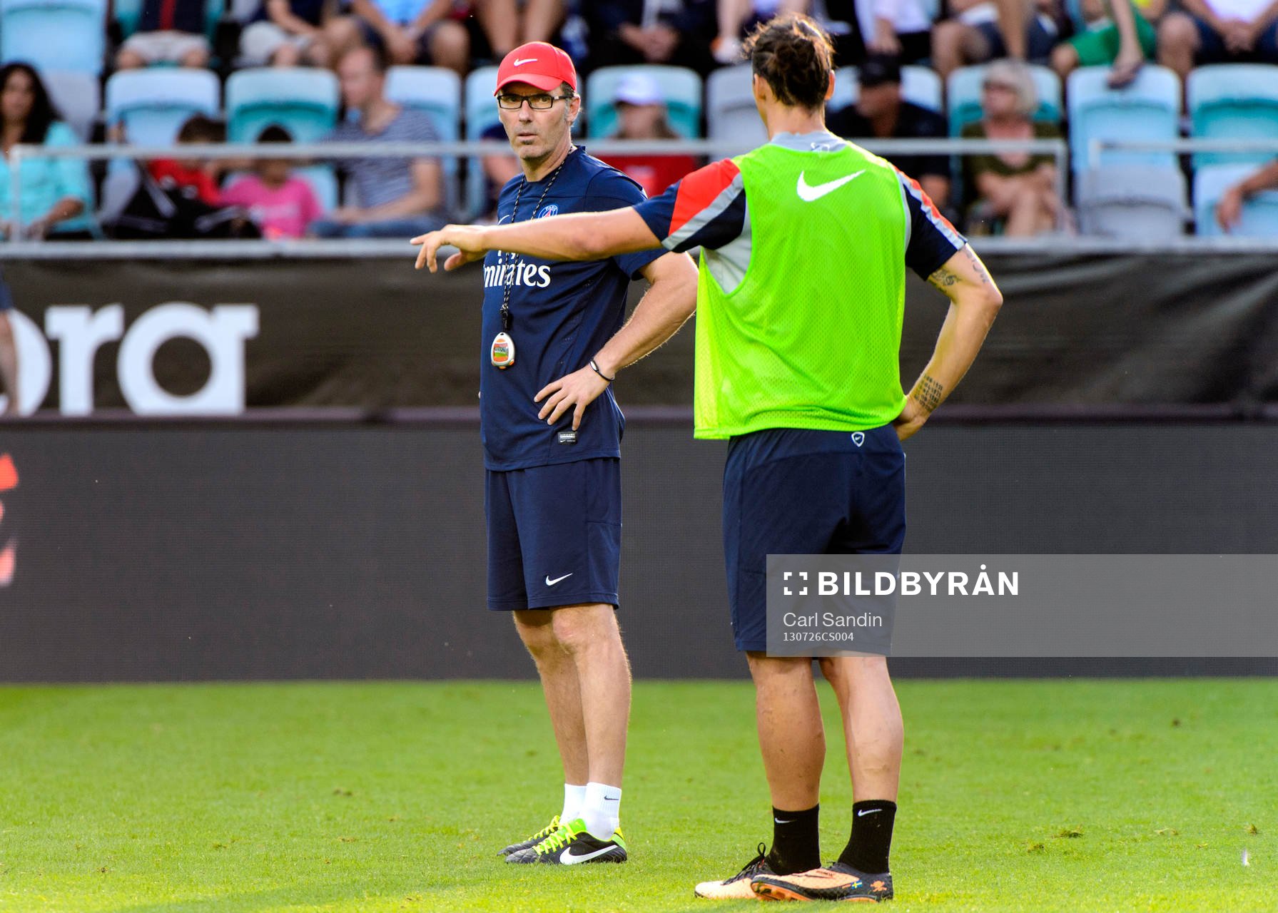 Paris Saint-Germains tränare Laurent Blanc och  Zlatan