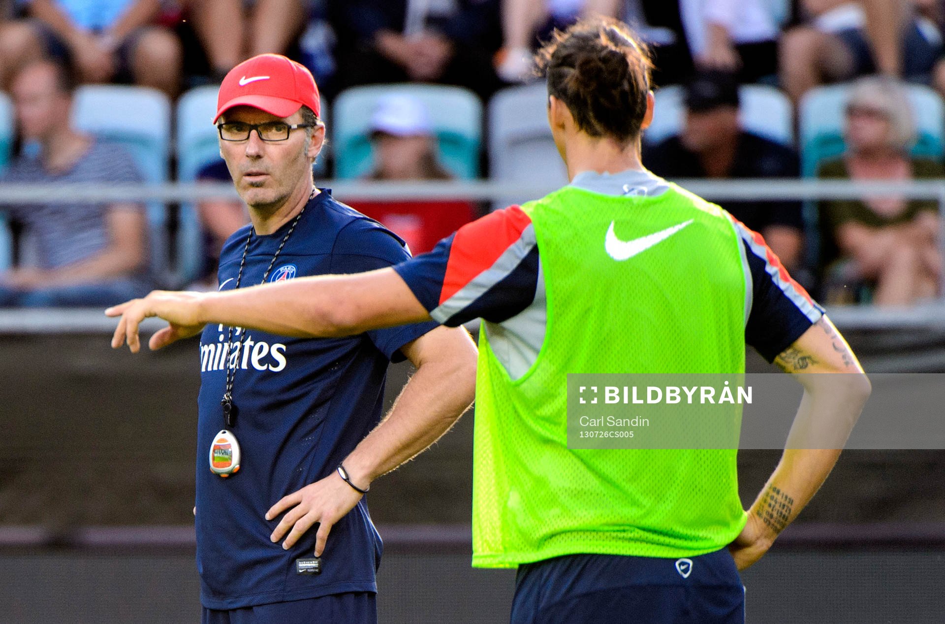 Paris Saint-Germains tränare Laurent Blanc och  Zlatan