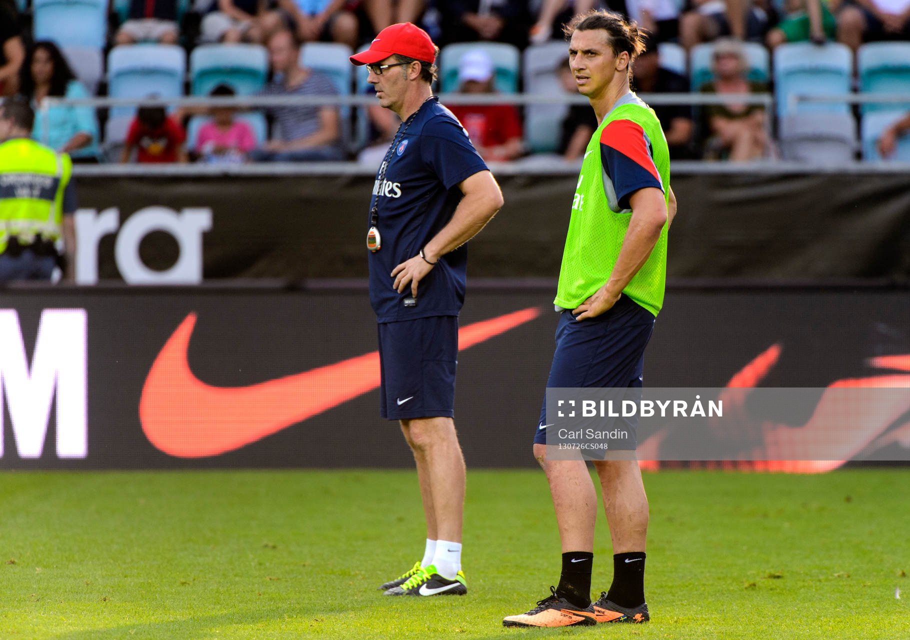 Paris Saint-Germains tränare Laurent Blanc och  Zlatan