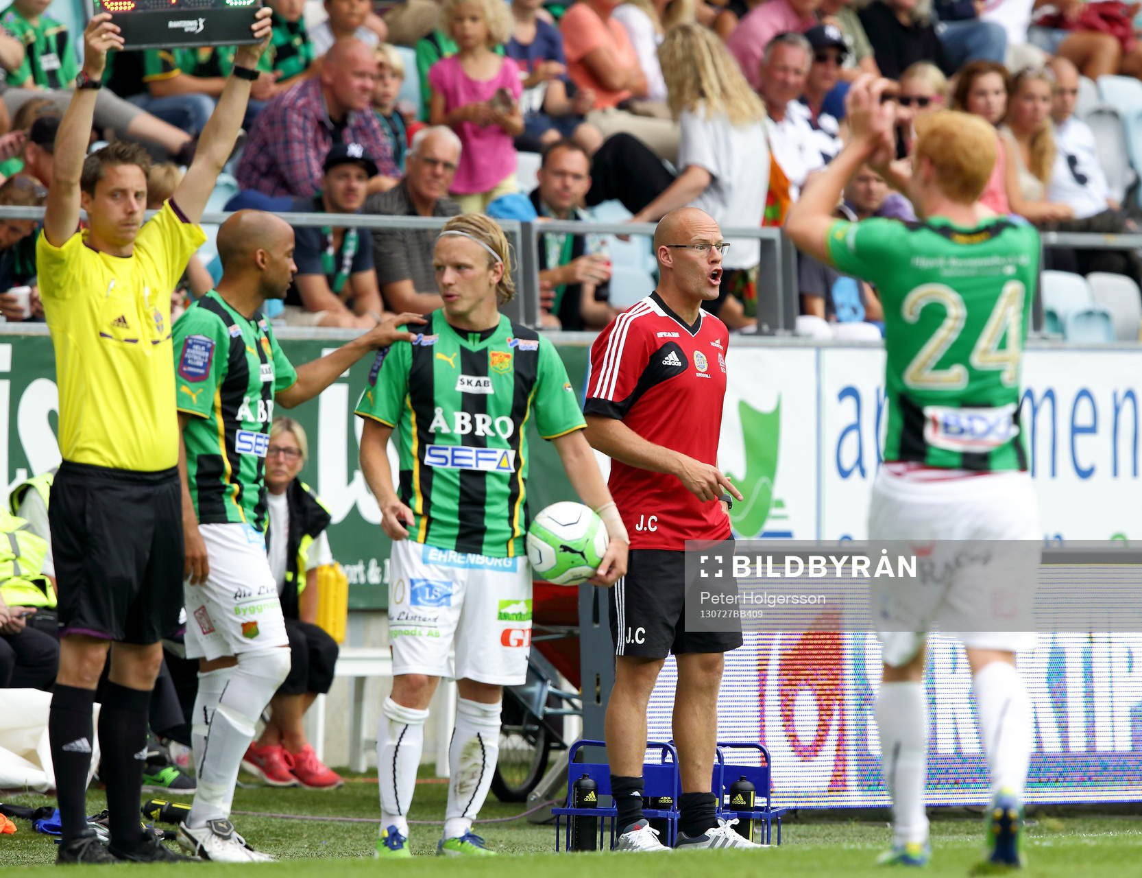 Sundsvalls tränare Joel Cedergren i matchen mellan GAIS