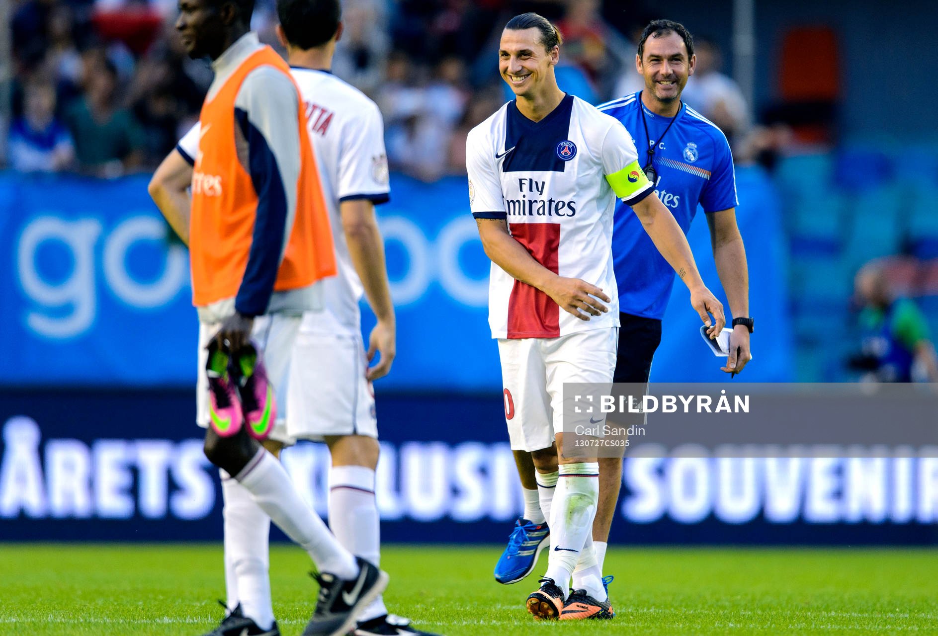 Paris Saint-Germans Zlatan Ibrahimovic under matchen mellan Real Madrid och Paris Saint-Germain 27 juli 2013 i Göteborg.