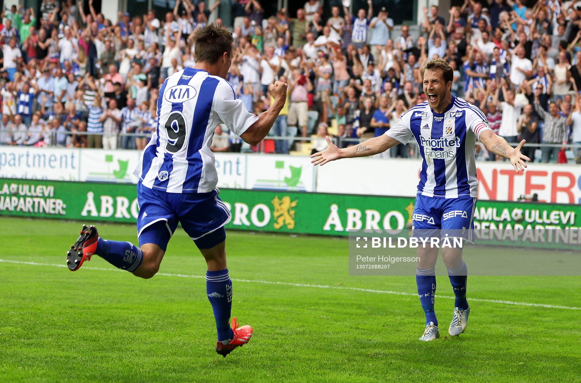 IFK Göteborgs Tobias Hysén jublar med Lasse Vibe
