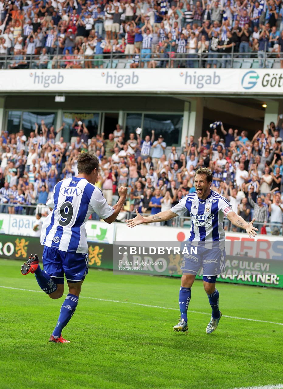 IFK Göteborgs Tobias Hysén jublar med Lasse Vibe