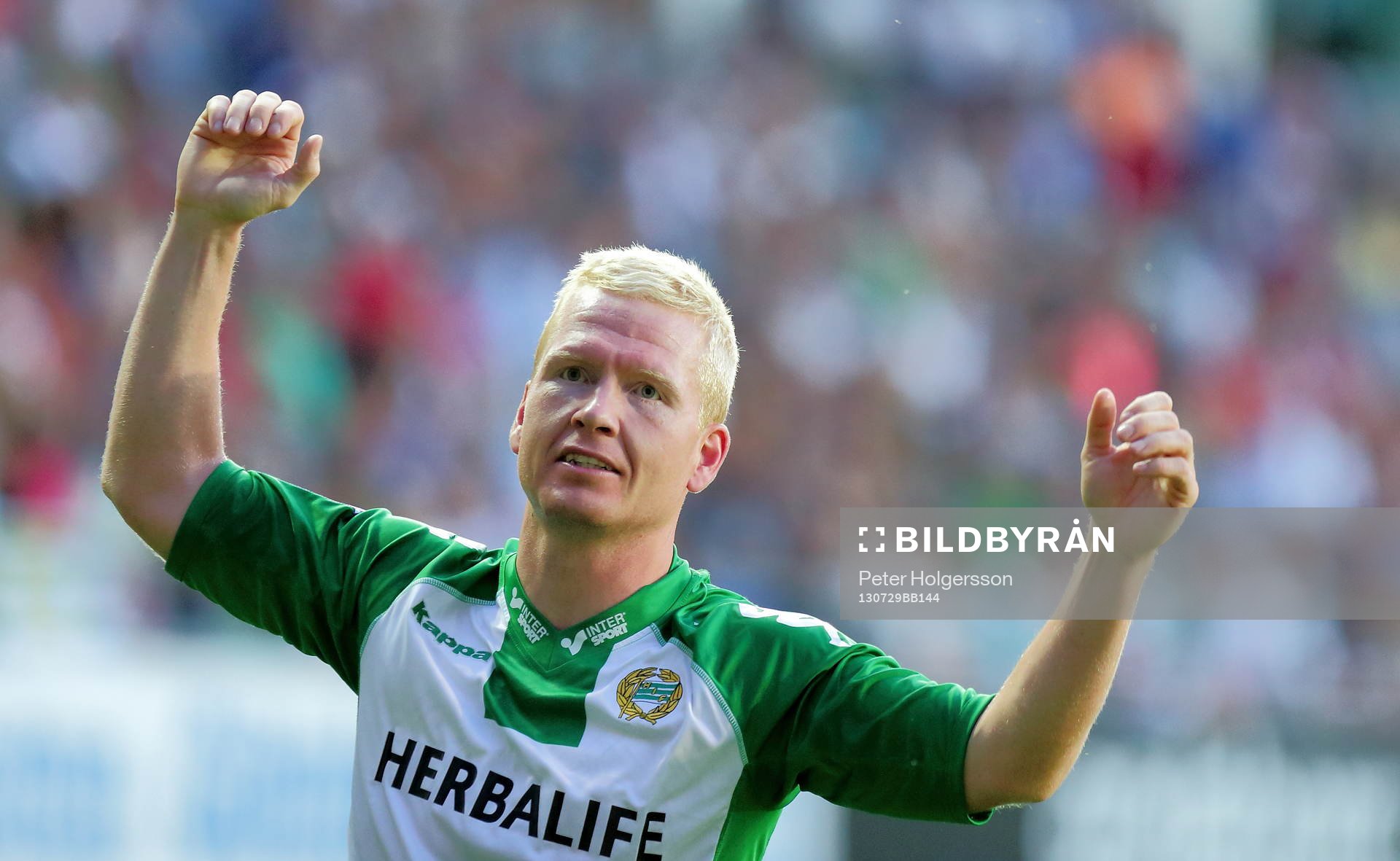 Hammabys Mattias Adelstam jublar efter mål 0-2 i matchen mellan Örgryte och Hammarby i Superettan i fotboll den 29 juli 2013 i Göteborg.