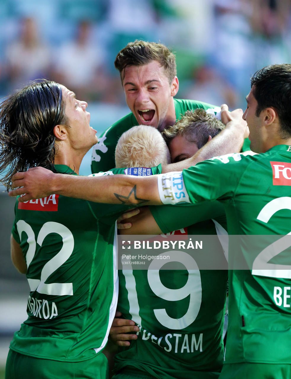 Jubel efter mål 0-2 av Hammabys Mattias Adelstam i matchen mellan Örgryte och Hammarby i Superettan i fotboll den 29 juli 2013 i Göteborg.