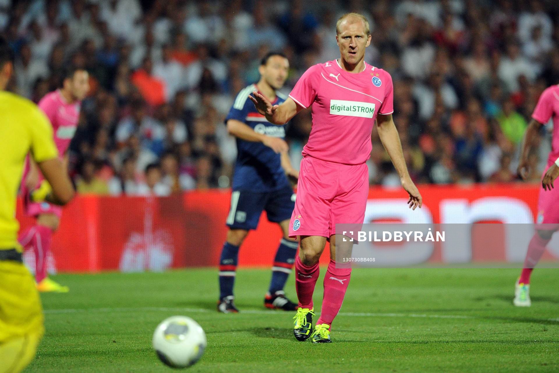  Fotboll, Kval till Champions League, Lyon - Grasshoppers: Stephane GRICHTING - 30.07.2013 - Lyon / Grasshopper Zurich - Tour preliminaire de la Ligue des Champions 2013/2014