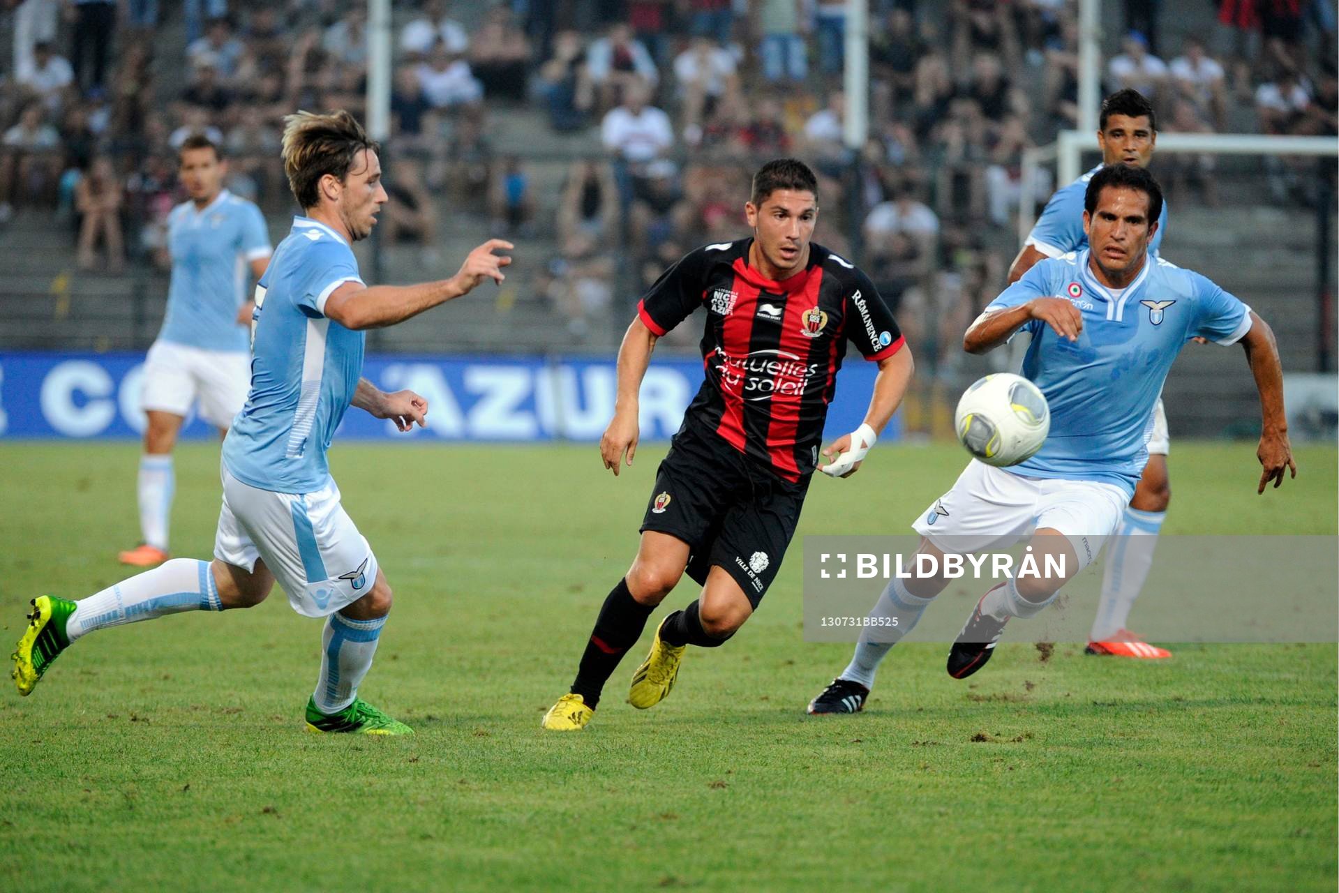  Fotboll, träningsmatch, Nice - Lazio: Lucas Biglia / Jeremy Pied / Christian Ledesma - 31.07.2013 - Nice / Lazio Rome - Match Amical 