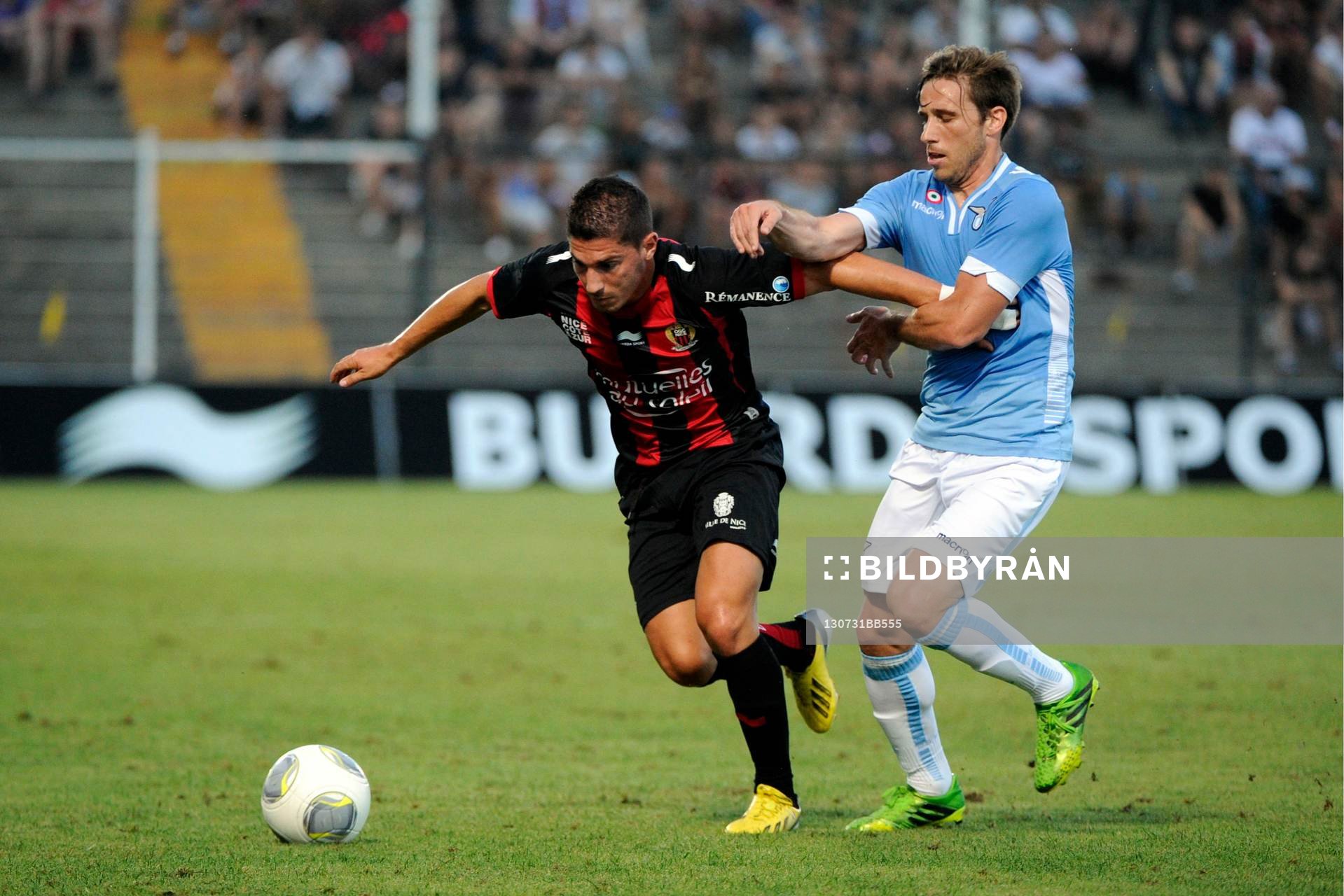  Fotboll, träningsmatch, Nice - Lazio: Jeremy Pied / Lucas Biglia - 31.07.2013 - Nice / Lazio Rome - Match Amical 