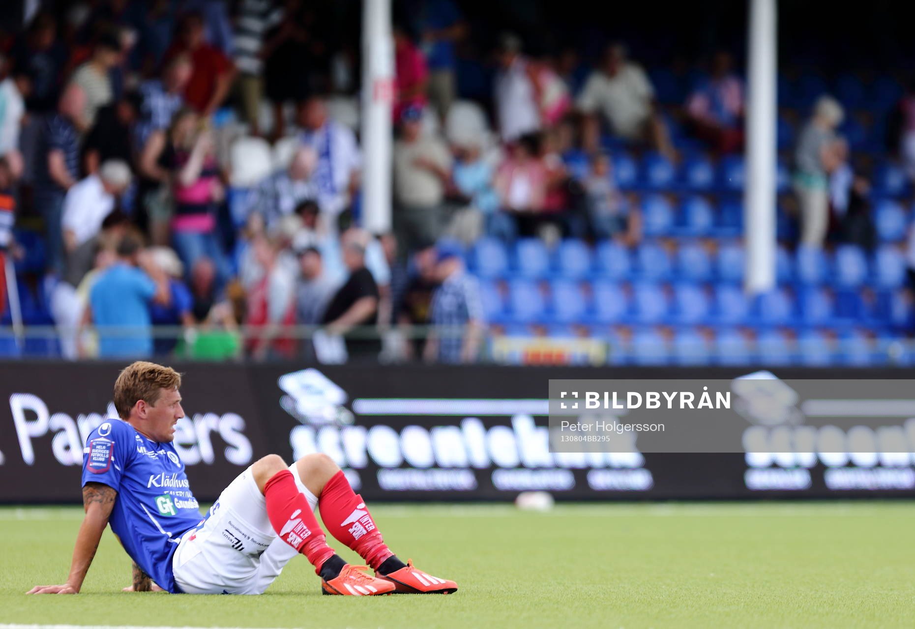 Besviken Åtvidabergs Martin Christensen i fotbollsmatchen mellan Åtvidaberg och Gefle i Allsvenskan den 04 augusti 2013 i Åtvidaberg.