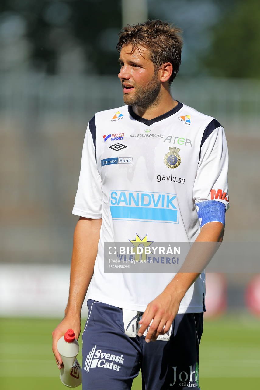 Målgörare 1-0 Gefles Mikael Dahlberg i fotbollsmatchen mellan Åtvidaberg och Gefle i Allsvenskan den 04 augusti 2013 i Åtvidaberg.