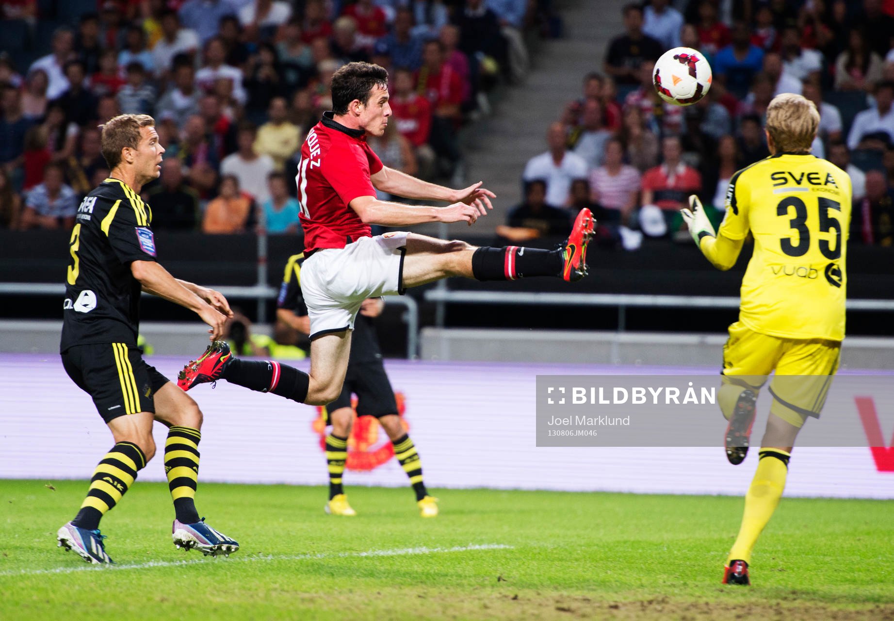 Manchester Uniteds Ángelo Henríquez oroar framför mål