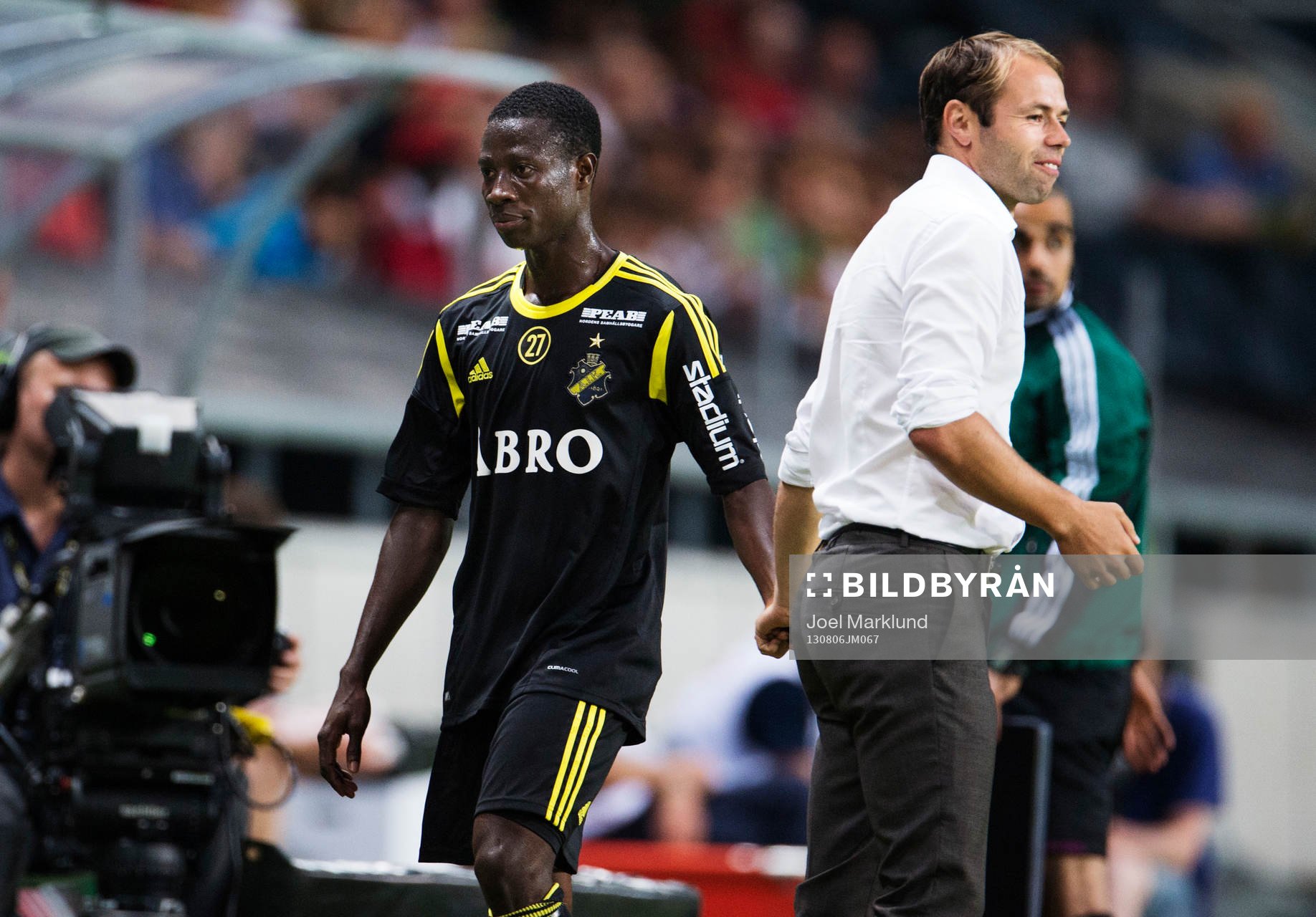 s Ebenezer Ofori och tränare Andreas Alm
