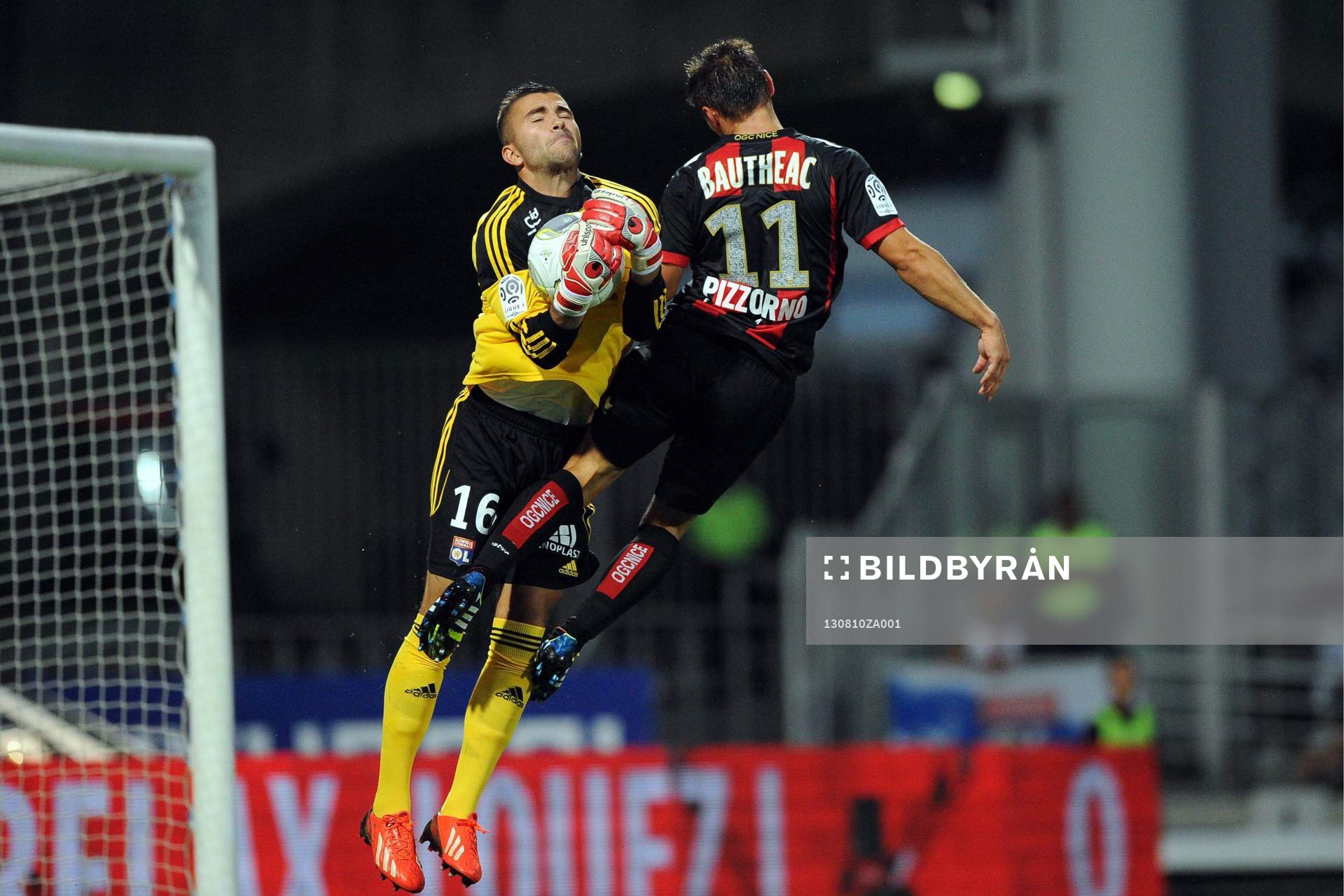  Fotboll, Ligue 1, Olympique Lyon - Nice: Anthony LOPES / Valentin EYSSERIC - 10.08.2013 - Lyon / Nice - 1er journee de Ligue 1