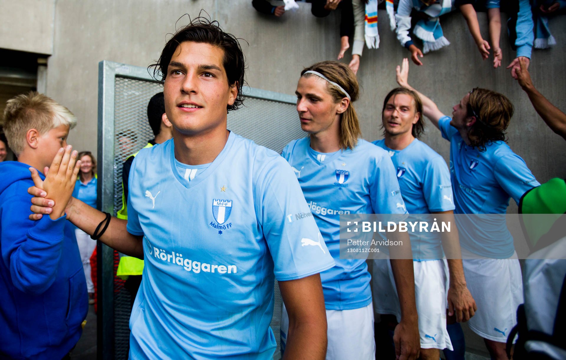 Malmö FFs Mikko Albornoz, Pawel Cibicki, Markus Halsti och